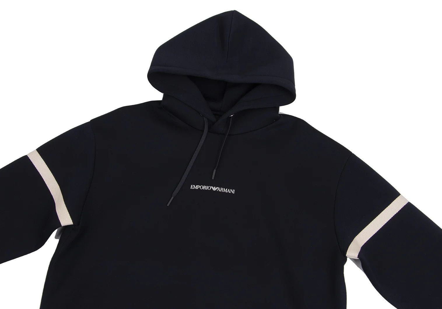 Emporio Armani Bonded Rayon Taping Line Logo Hoodie Navy M Size US M / EU 48-50 / 2 - 2 Thumbnail