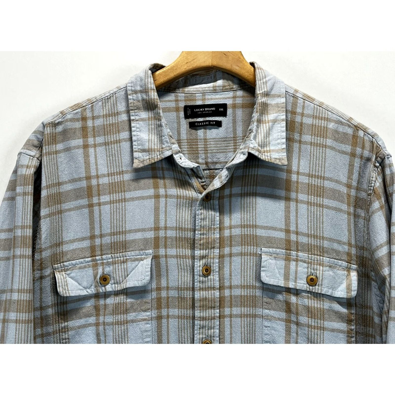 Lucky Brand Lucky Brand Linen Blend Button-Up Shirt Mens XXL 2XL Plaid Classic Fit Navy Tan Beach Outdoor Breathing Short Sleeve? Size US XXL / EU 58 / 5 - 3 Thumbnail