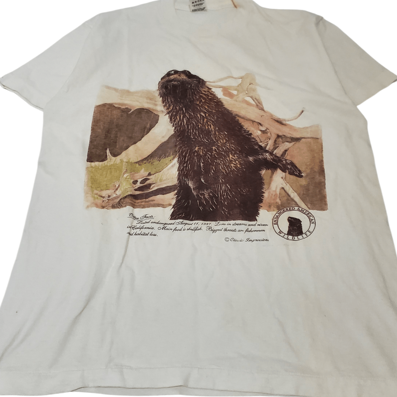 Vintage 90s Otter Endangered Species T-Shirt Size US L / EU 52-54 / 3 - 2 Thumbnail