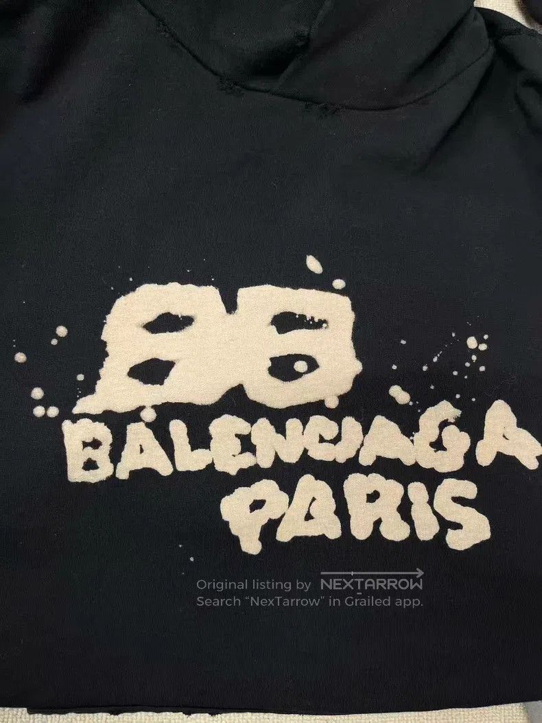 Balenciaga Balenciaga Logo Printed Hooded Pullover Sweatshirt Size US XS / EU 42 / 0 - 3 Thumbnail