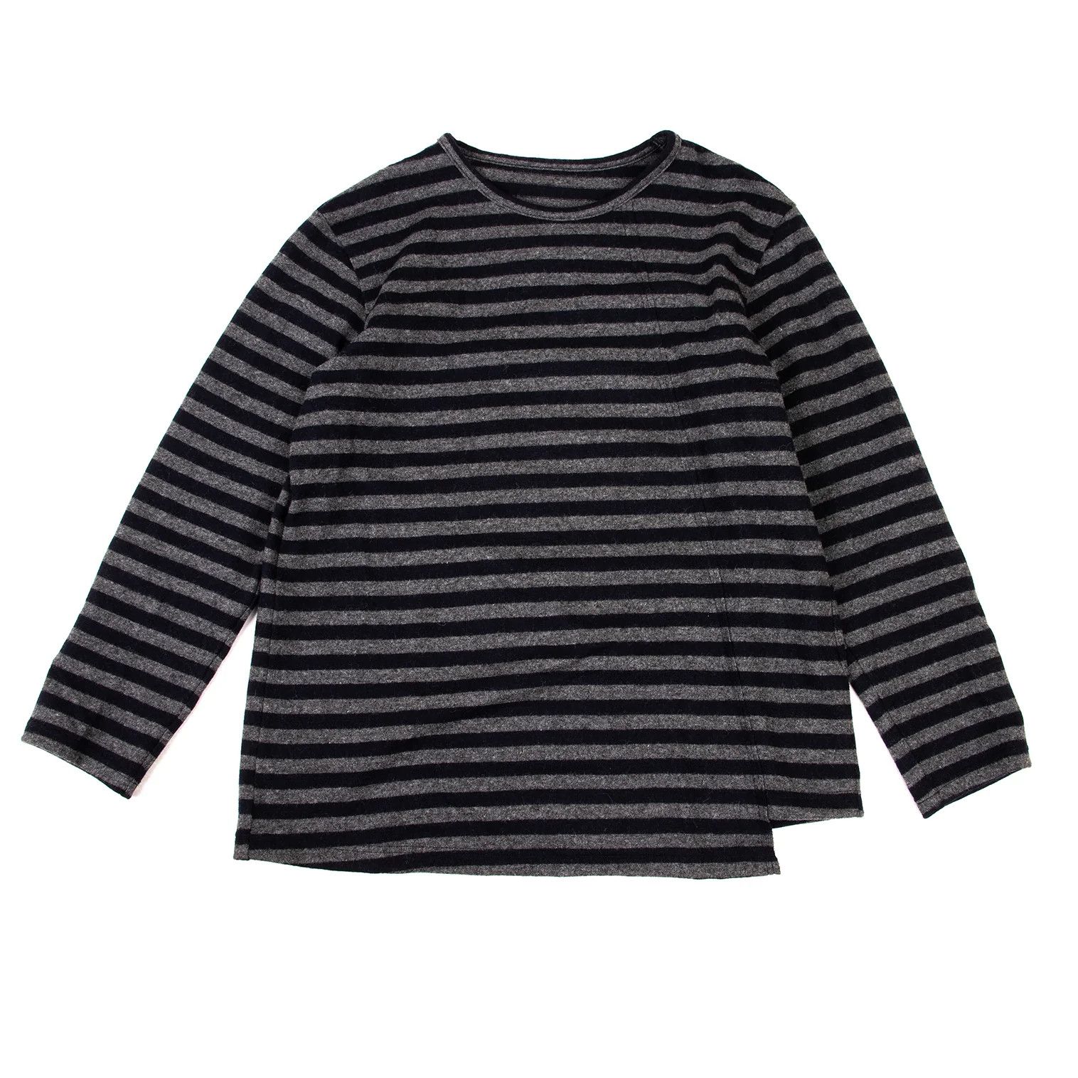 Yohji Yamamoto Altered Hem Striped Knit Top in Navy Gray Size 3 Size US M / EU 48-50 / 2 - 1 Thumbnail