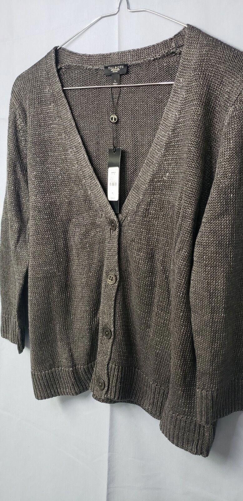 Designer NWT Talbots Petite Cardigan Grey Size Petite Large Size L / US 10 / IT 46 - 4 Thumbnail
