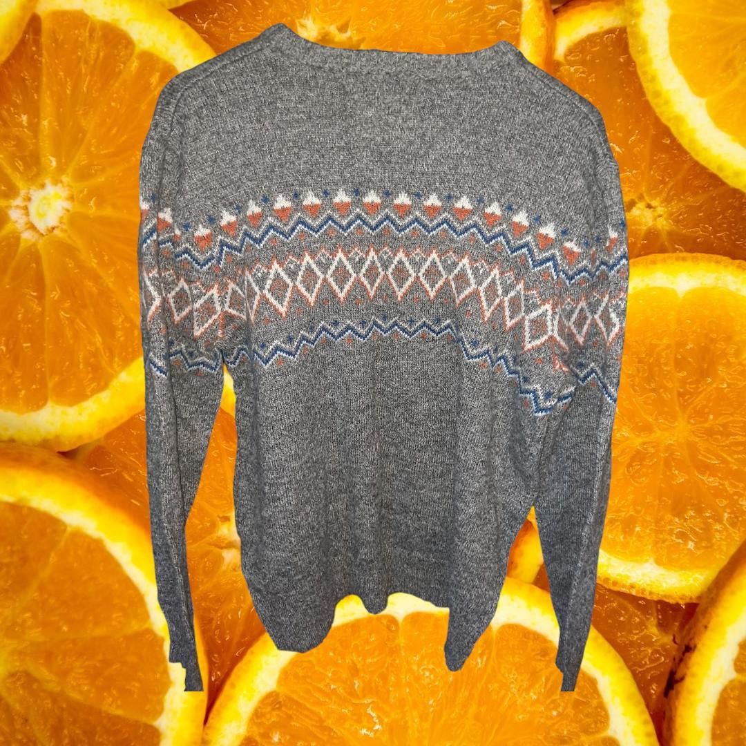 Urban Pipeline Urban Pipeline Gray Orange and Blue Drew Neck Sweater Size L Size US L / EU 52-54 / 3 - 5 Thumbnail