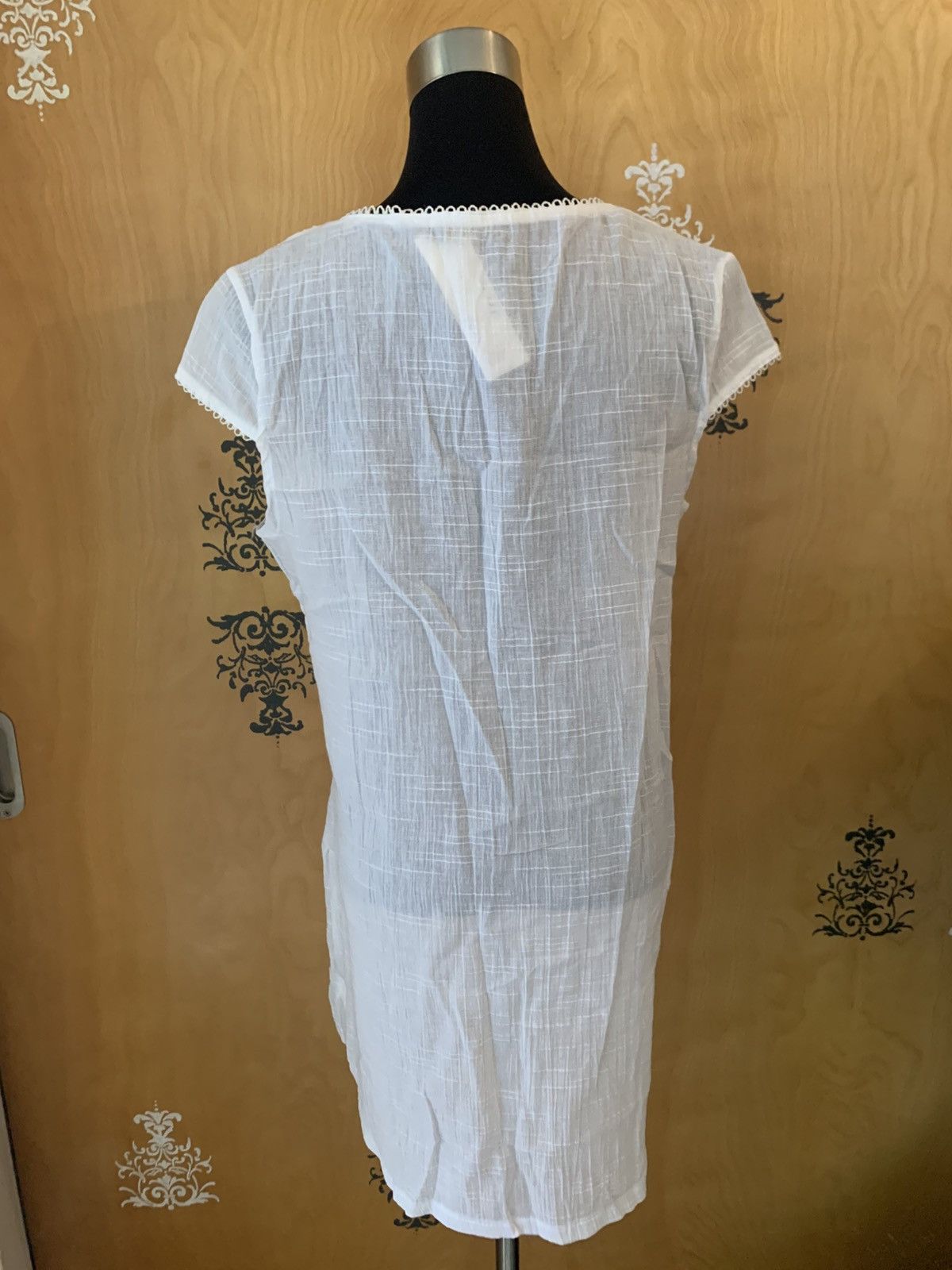 Vintage Vintage Y2K White Sheer Lace-Up Short Sleeve Tunic Top S/M Size M / US 6-8 / IT 42-44 - 5 Thumbnail