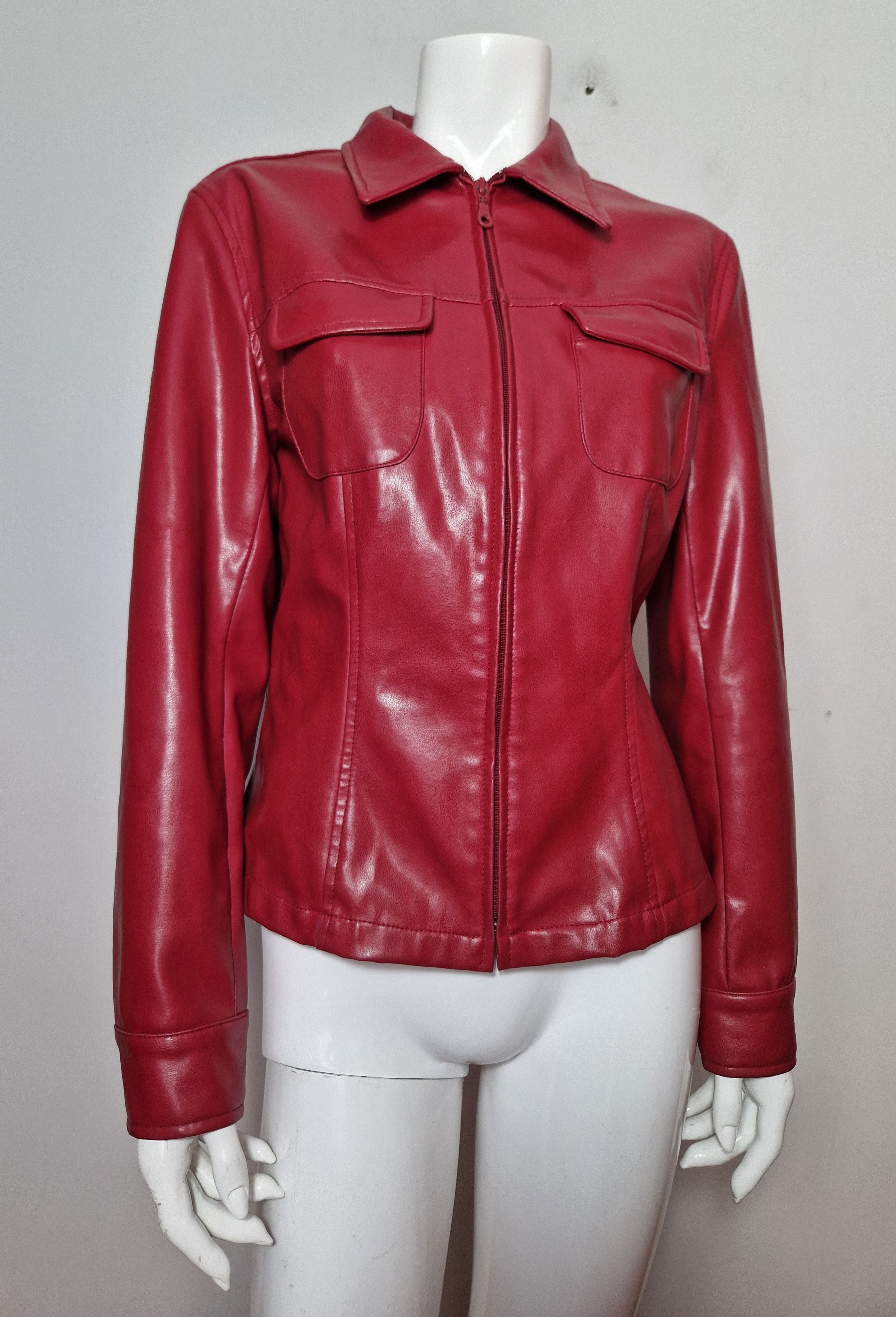 Hysteric Glamour vintage vegan leather red burgundy biker jacket Size M / US 6-8 / IT 42-44 - 2 Thumbnail