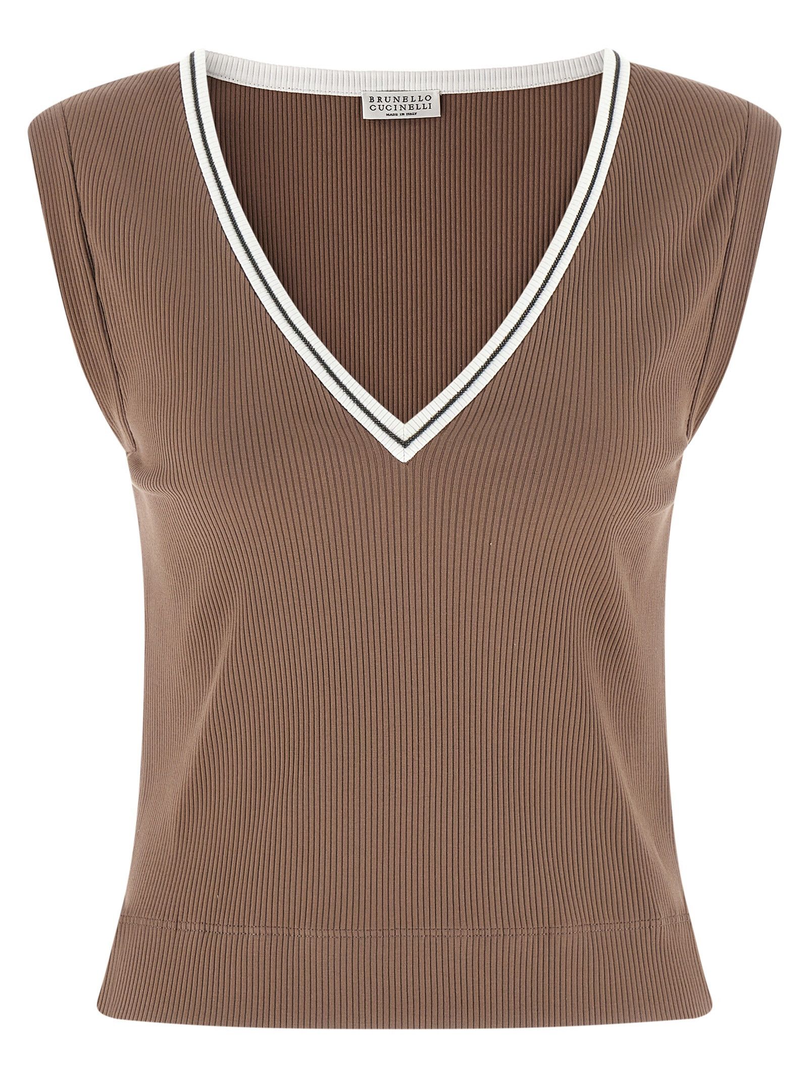 Brunello Cucinelli 'Shiny Trim' Tank Top Size L / US 10 / IT 46 - 1 Thumbnail