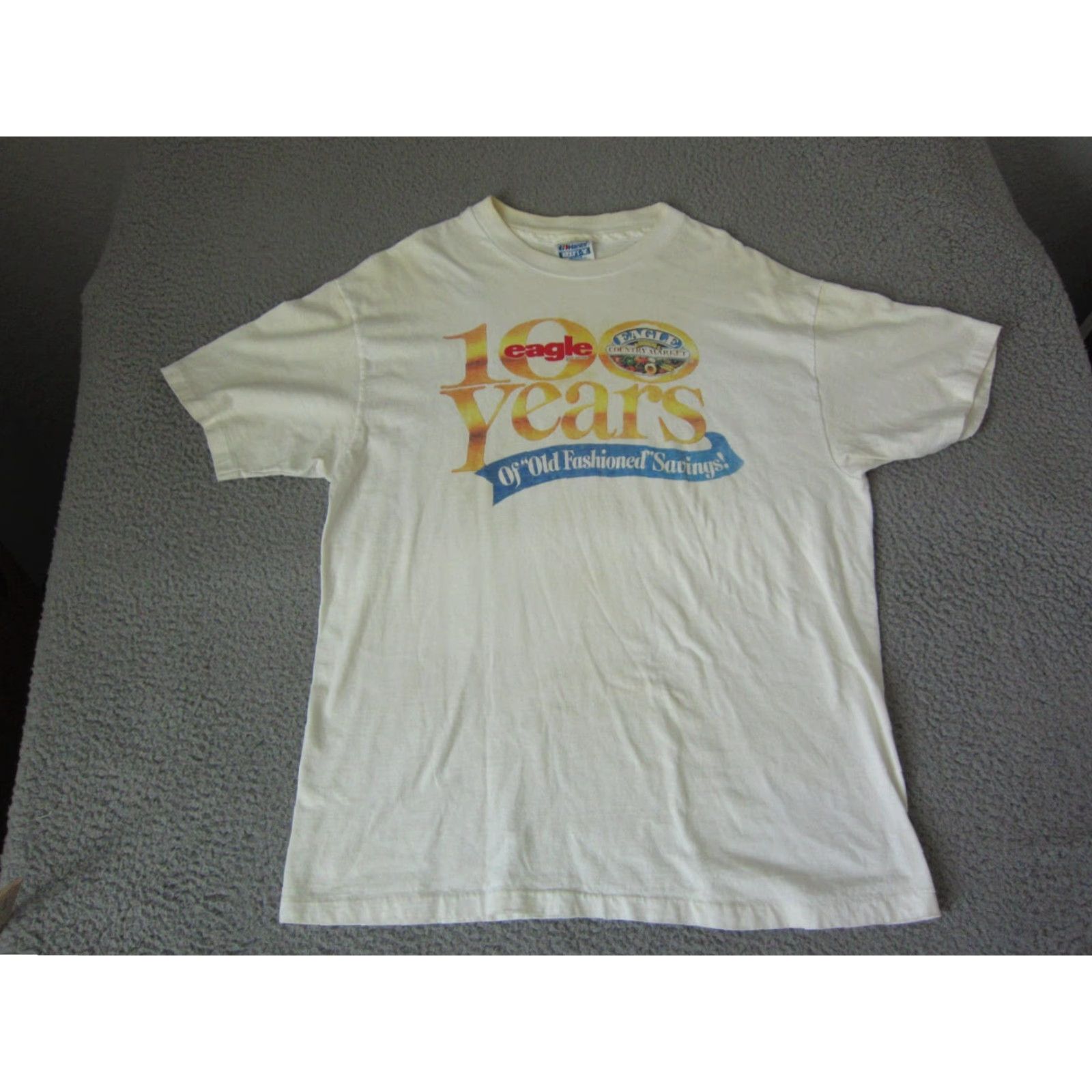 Hanes VINTAGE Hanes Shirt Mens Adult Large White 90s Eagle Crew Neck Short Sleeve California 80s 90s Men’s Shirt Size US L / EU 52-54 / 3 - 2 Thumbnail