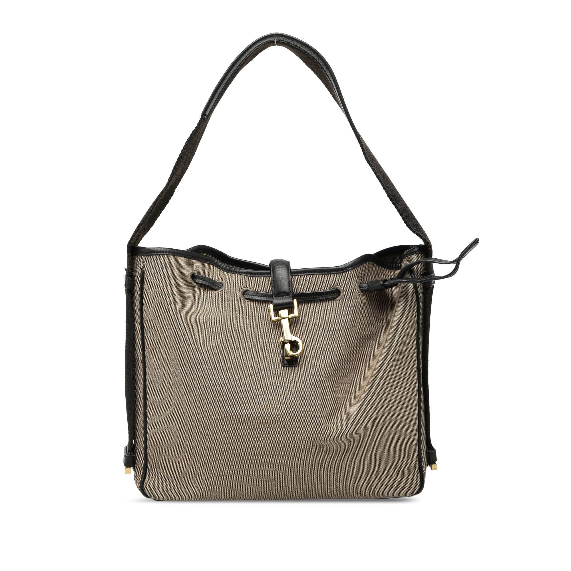 Gucci Canvas Jackie Drawstring Shoulder Bag in Black, Women's
