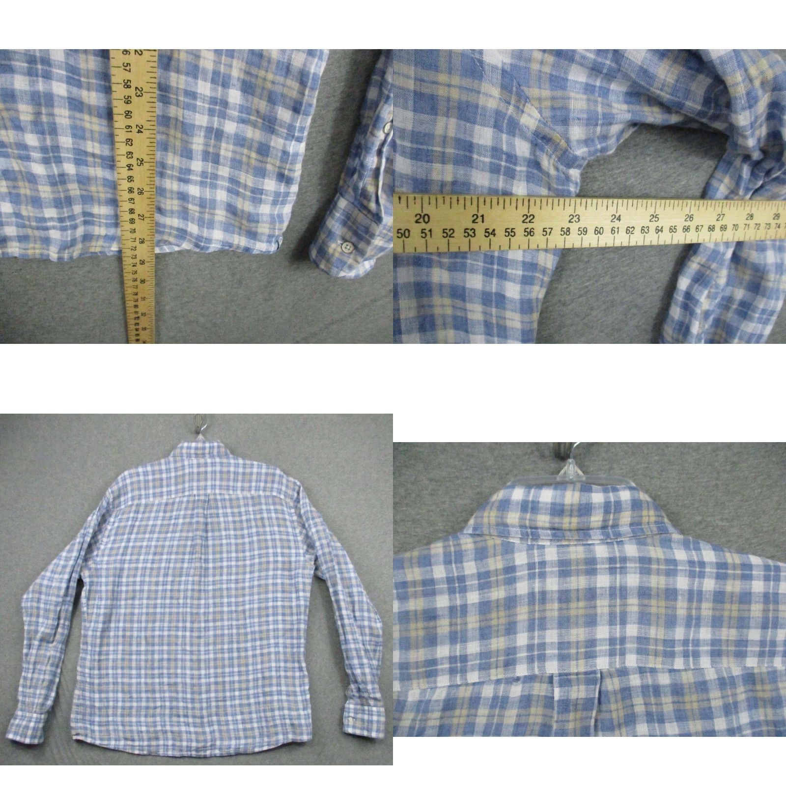 Peter Millar Peter Millar Shirt Men Large Linen Blue Plaid Long Sleeve Button-Up Size US L / EU 52-54 / 3 - 8 Thumbnail