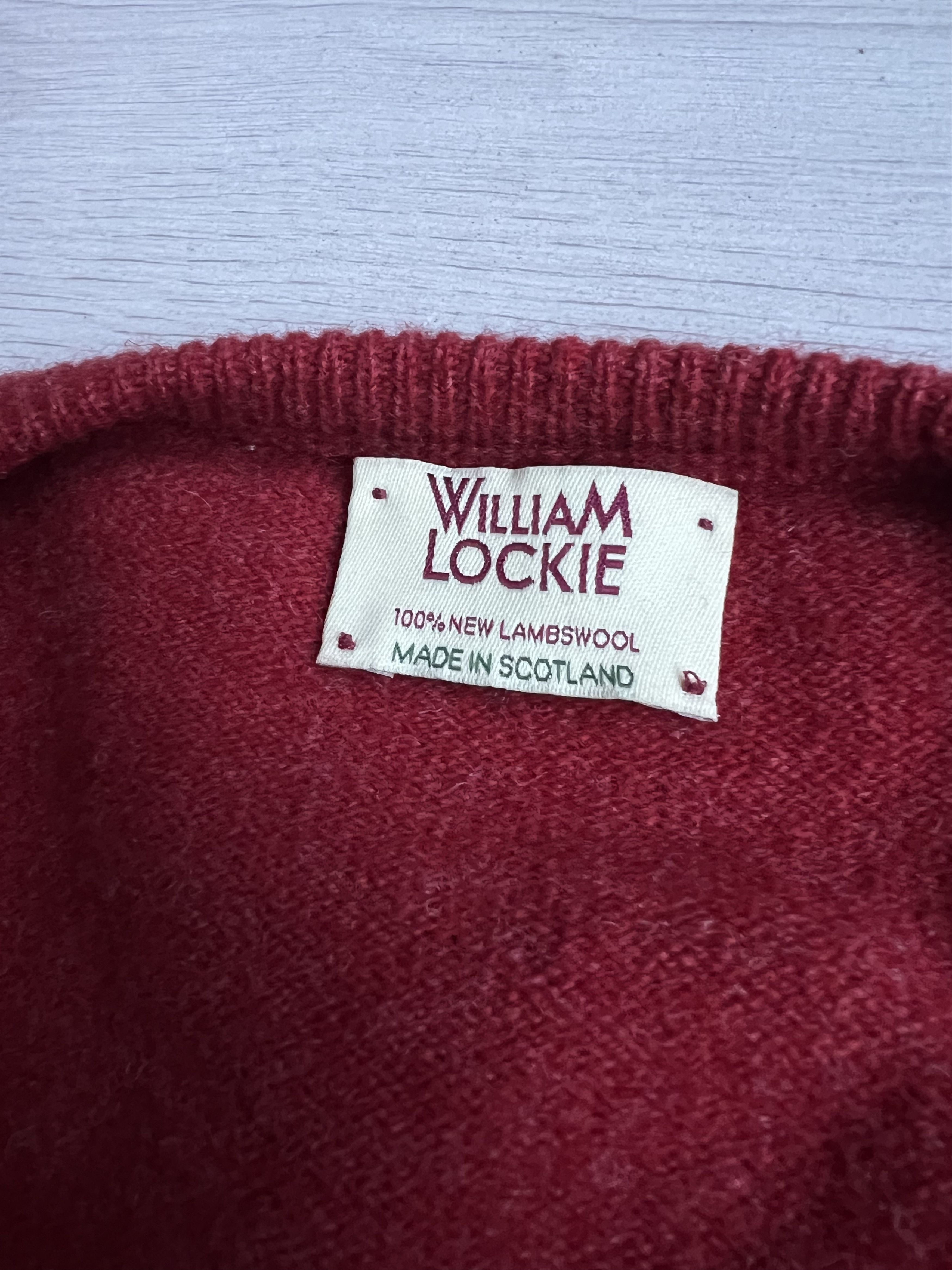 William Lockie WILLIAM LOCKIE Bordeaux V-Neck Lambswool Sweater Size US M / EU 48-50 / 2 - 4 Thumbnail