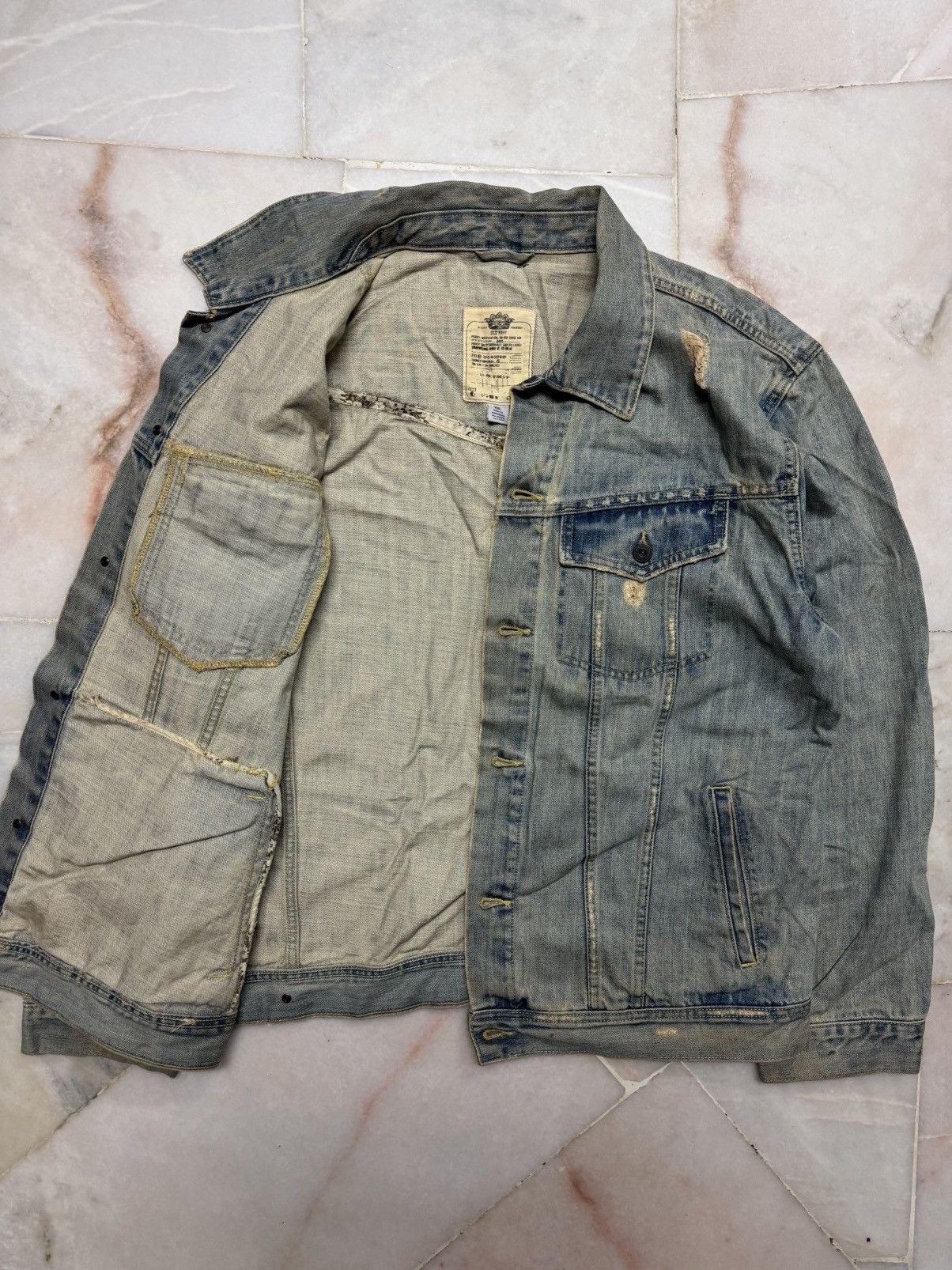 If Six Was Nine 💥GRUNGE💥90s STYLE OLD NAVY DISTRESSED MUDWASH POCKET DENIM Size US XXL / EU 58 / 5 - 13 Thumbnail