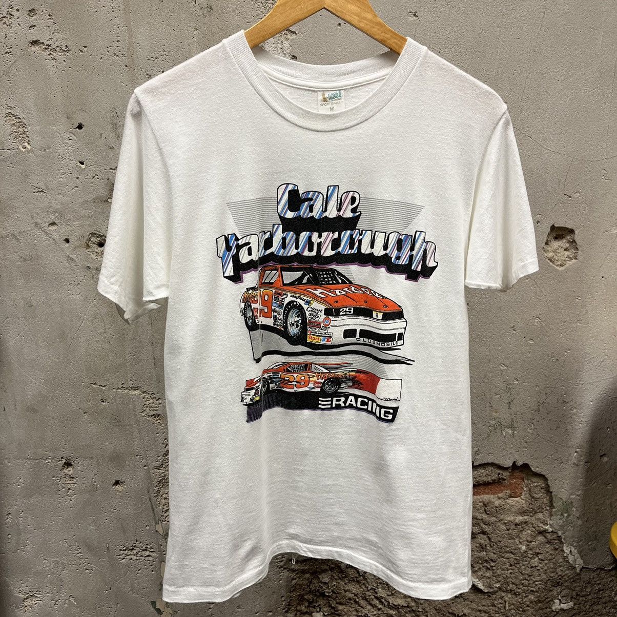 Vintage Cale Yarborough Vintage 90s White Single Stitch Racing Tee Size US M / EU 48-50 / 2 - 1 Thumbnail