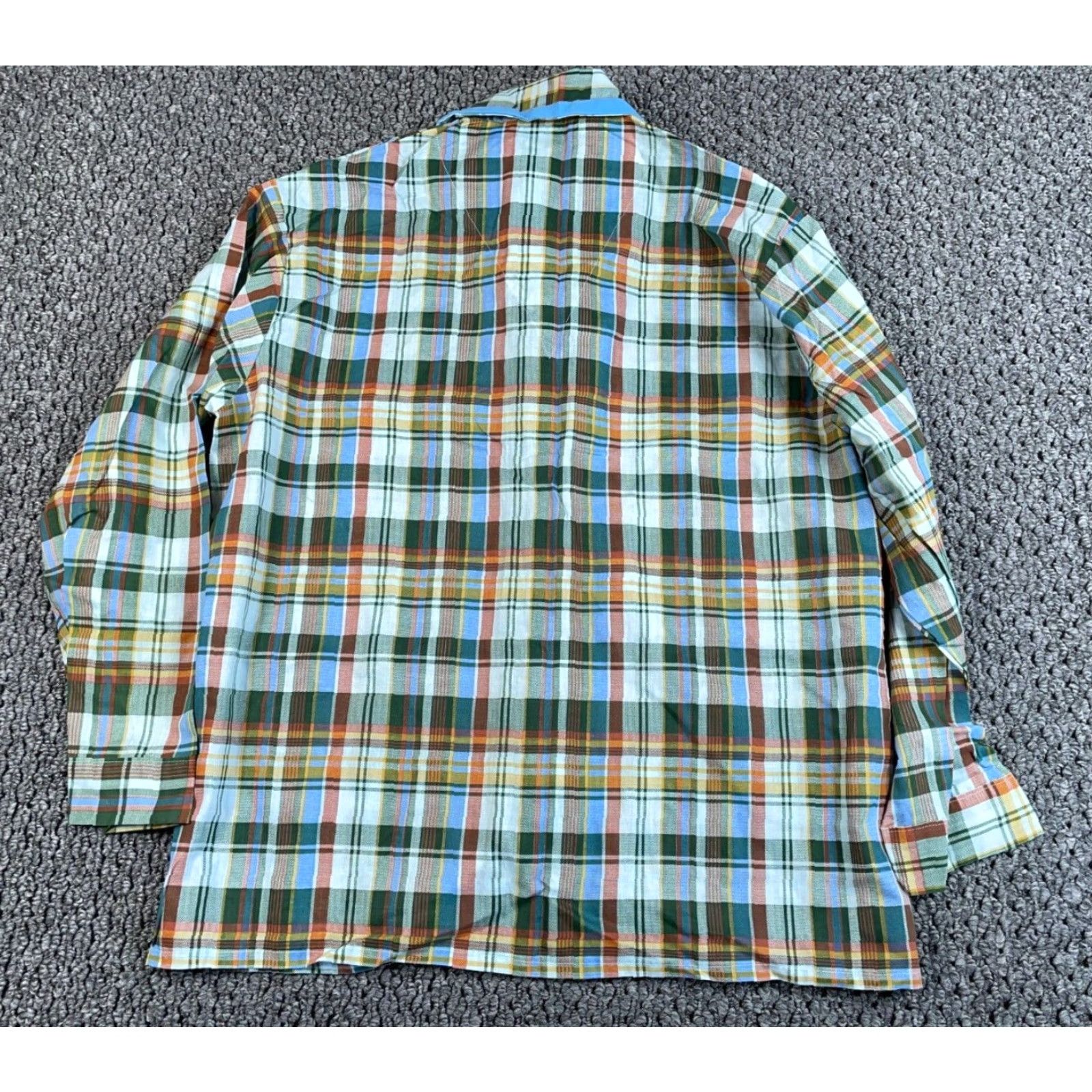 Vintage VINTAGE J. C. Penney Plaid Pajama Shirt Camp Collar Long Sleeve Button Front Lightweight 50/50 Blue Brown Check Adult Large Mens Pajama Top Size US L / EU 52-54 / 3 - 2 Thumbnail
