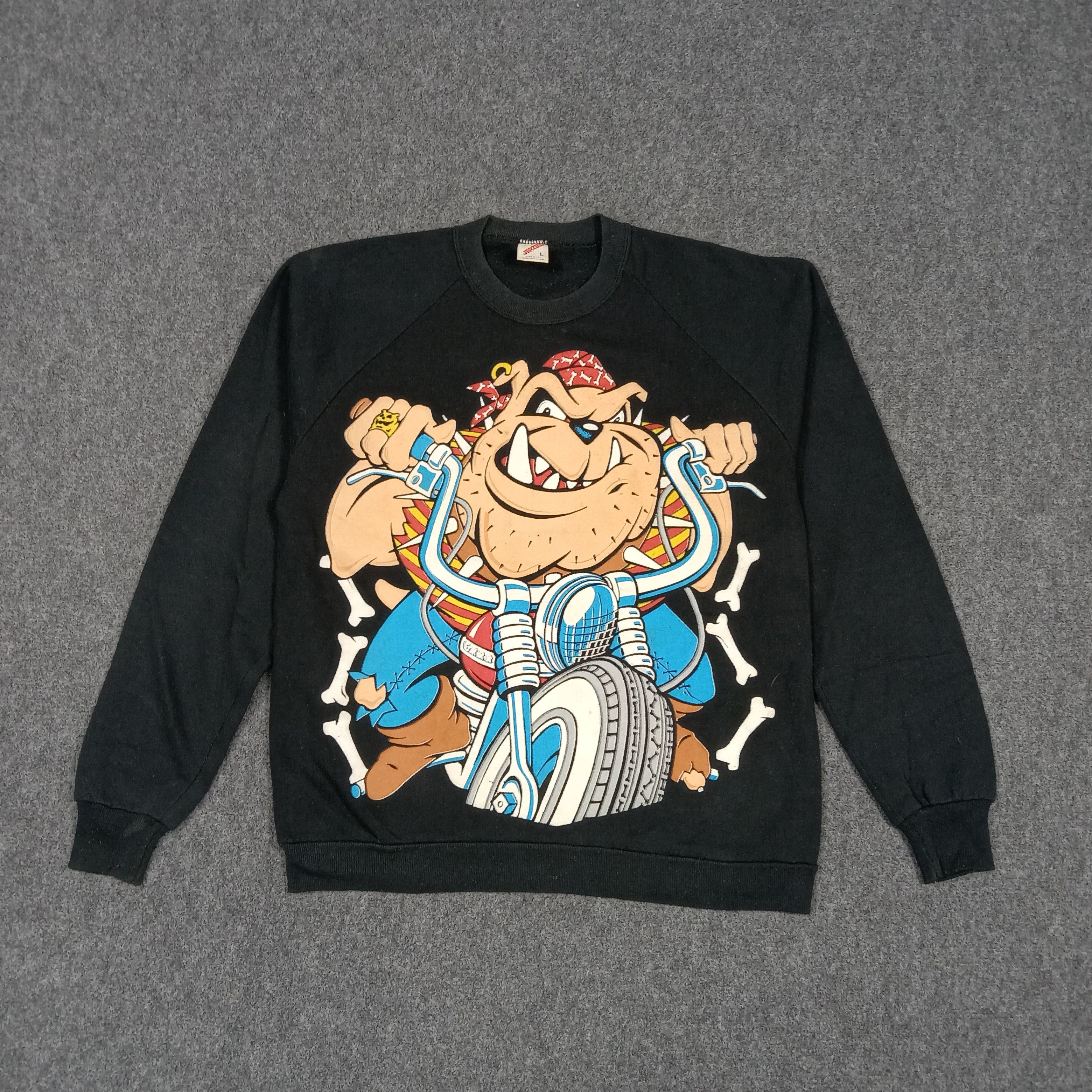 Vintage 90's Jerzees Biker Bulldog Cartoon Disney Sweatshirt C283N4 Size US M / EU 48-50 / 2 - 1 Thumbnail