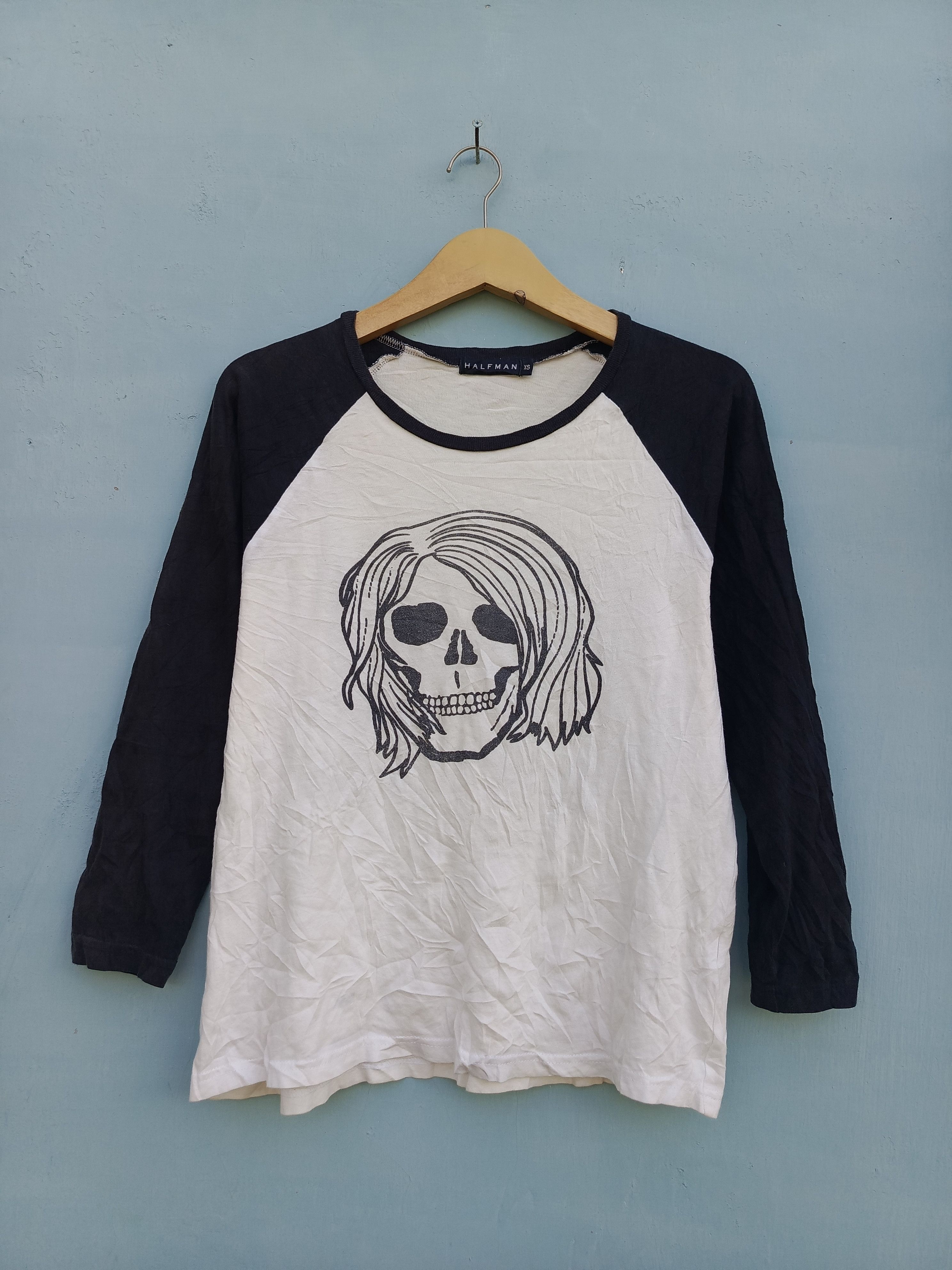 Japanese Brand Rare Halfman Cobain 94 Skull Graphic Raglan Tee Grunge style Size US XS / EU 42 / 0 - 1 Thumbnail