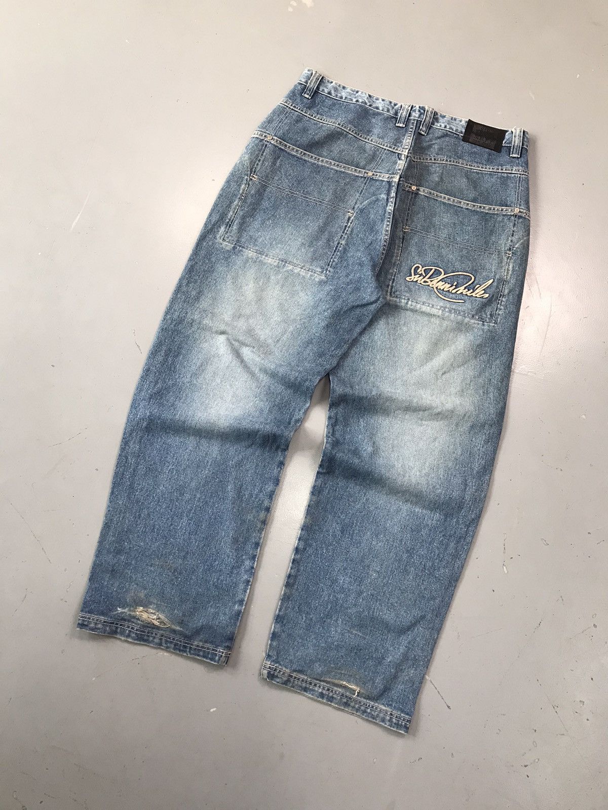 JNCO × Southpole × Vintage Vintage SirBennimiles SpellOut embroidered baggy fit denim Size US 38 / EU 54 - 6 Thumbnail