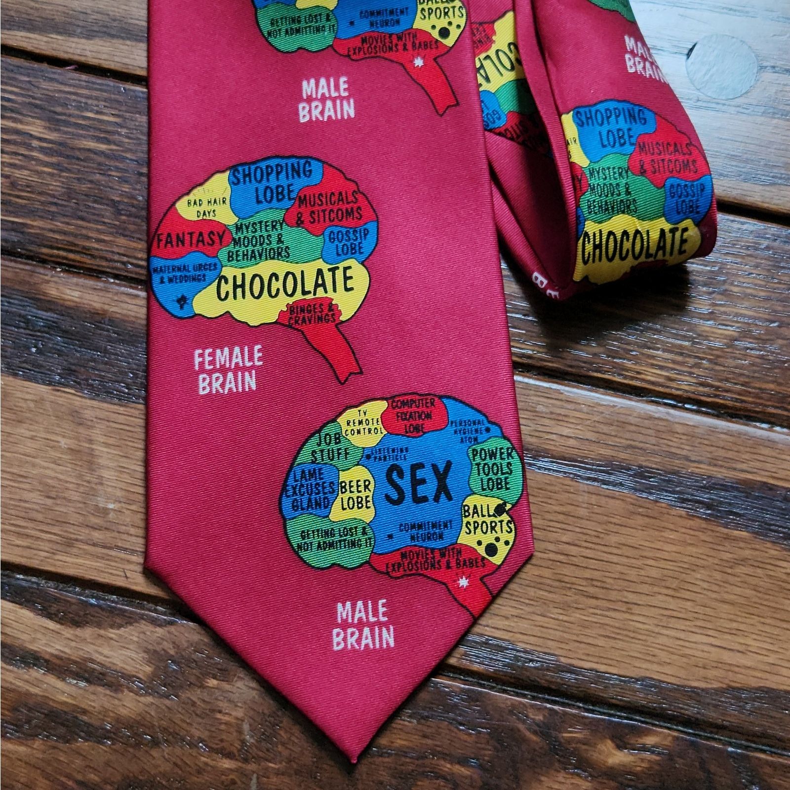Vintage Vintage Novelty Tie Men's & Women's Brain Gender Sexes Silk Size ONE SIZE - 2 Thumbnail