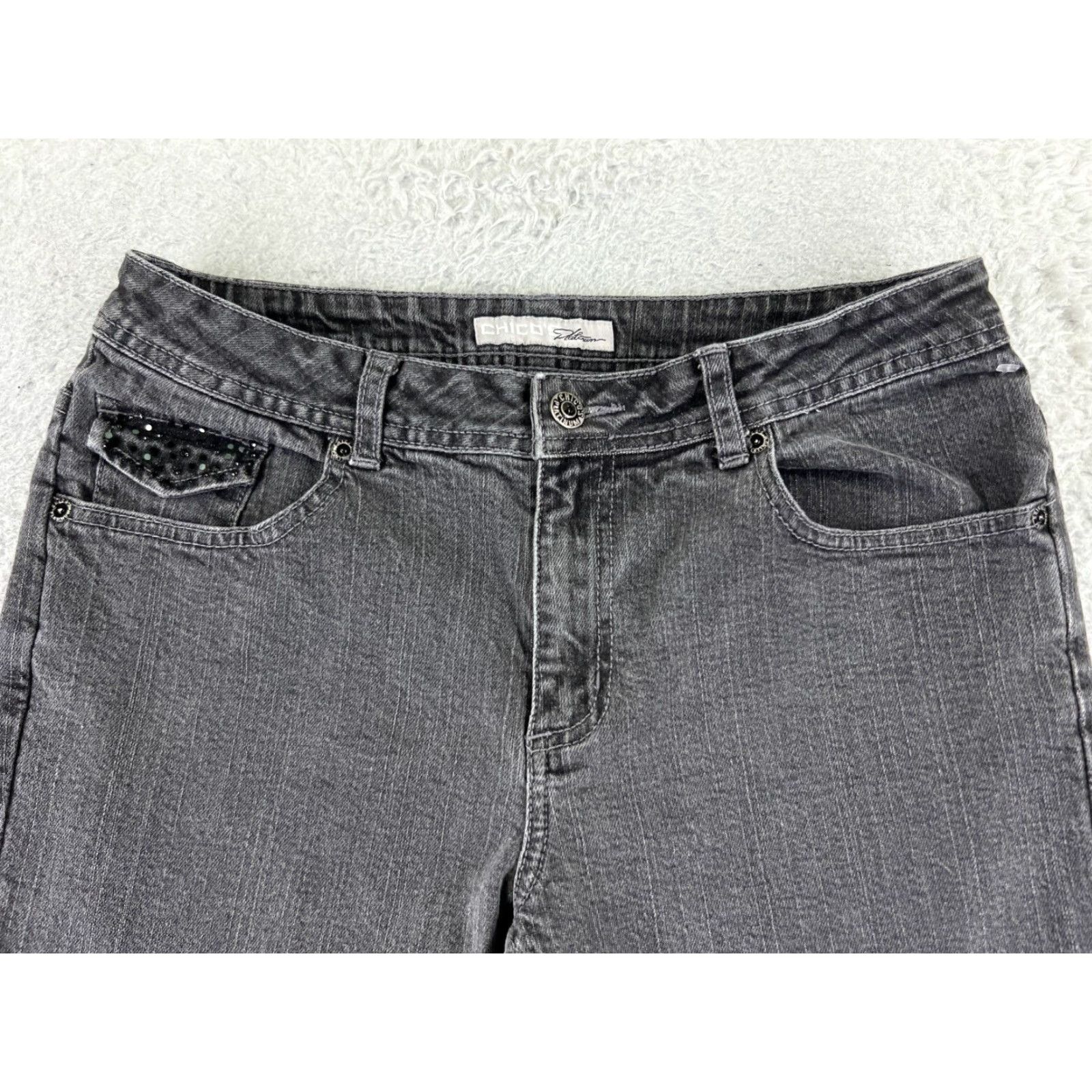 Vintage VINTAGE Chico's Jeans Womens Bootcut Denim Cotton Blend 27x28 Size 1 Black 5-Pocket Design Regular Womens Size 25" / US 0 / IT 36 - 4 Thumbnail