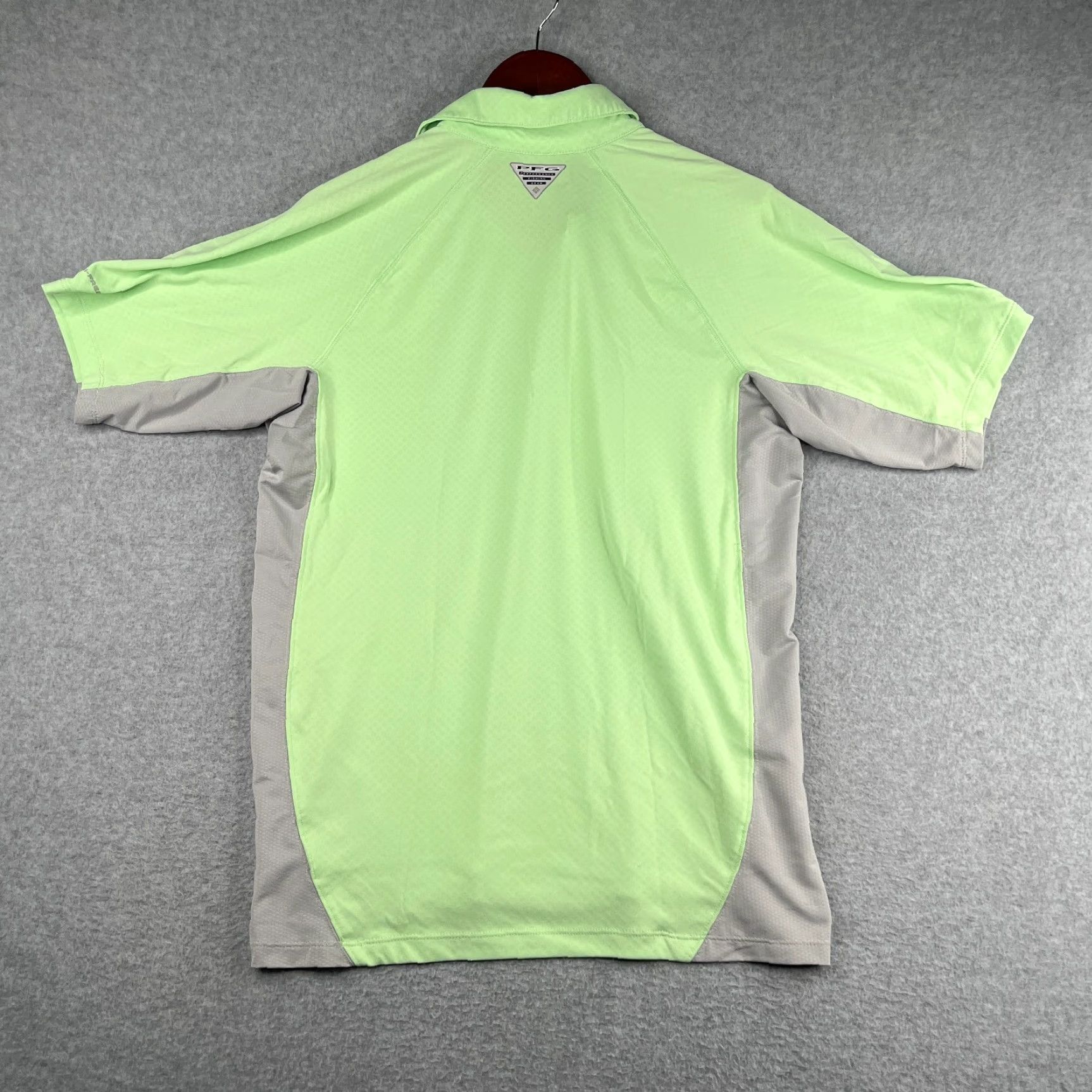 Vintage Columbia PFG Polo Shirt Mens Small Lime Green Gray Performance Stretch Casual Shirt Size US S / EU 44-46 / 1 - 4 Thumbnail