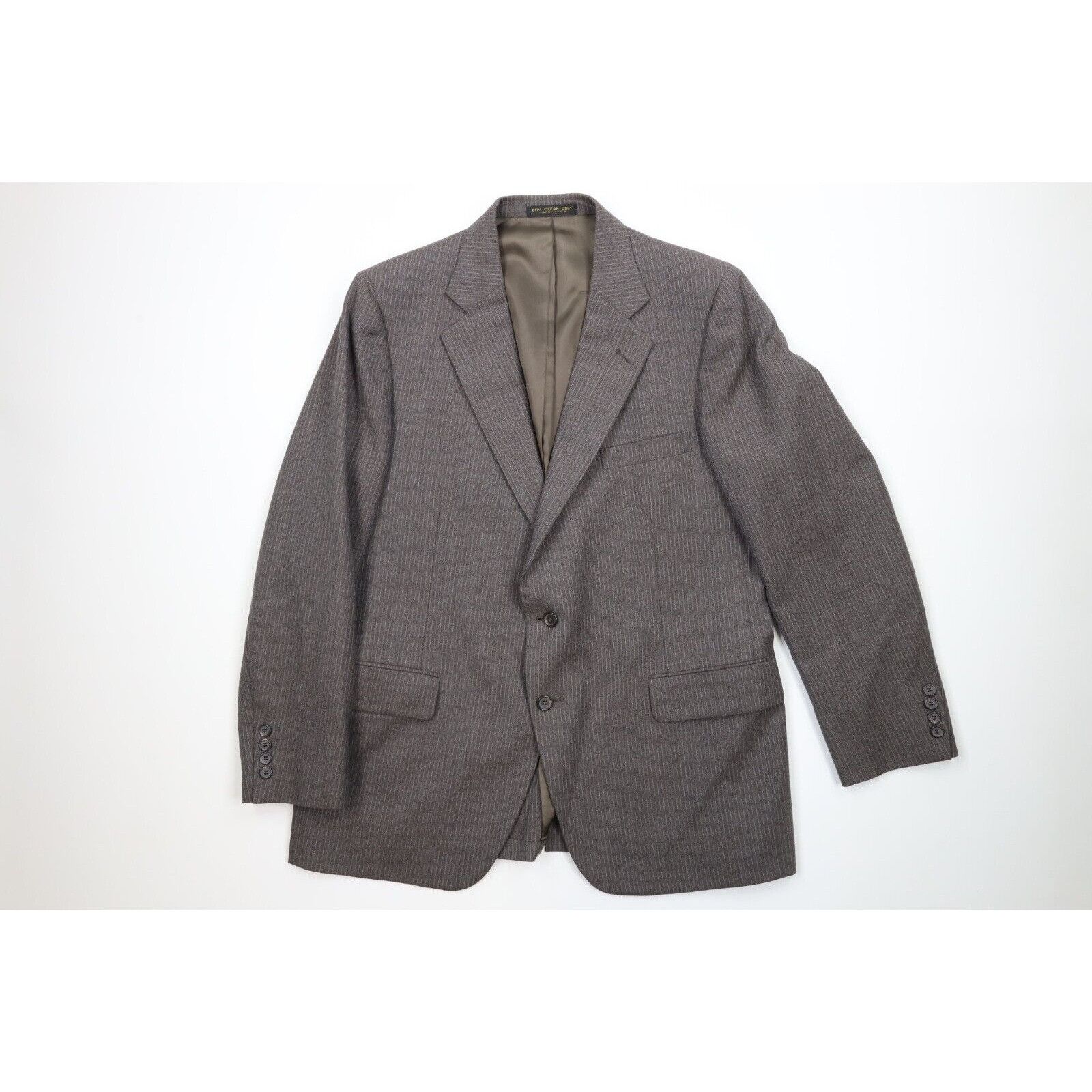 Vintage Vintage 70s 3 Piece Wool Suit Bell Bottoms Striped Size 46R - 2 Thumbnail