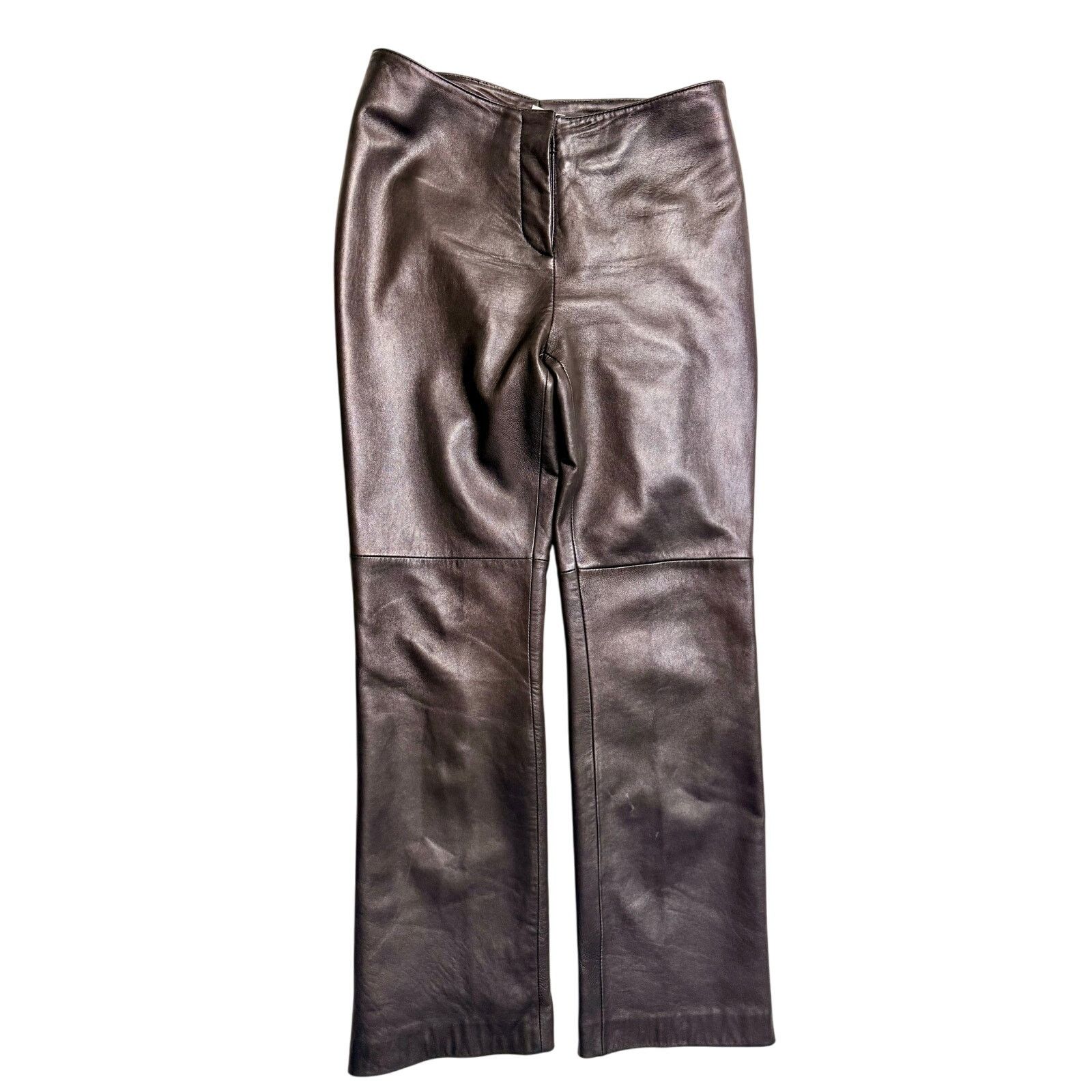 Other Vintage 90s Hugo Buscati Brown Lined Leather Pants Size 6 Size 28" / US 6 / IT 42 - 5 Thumbnail