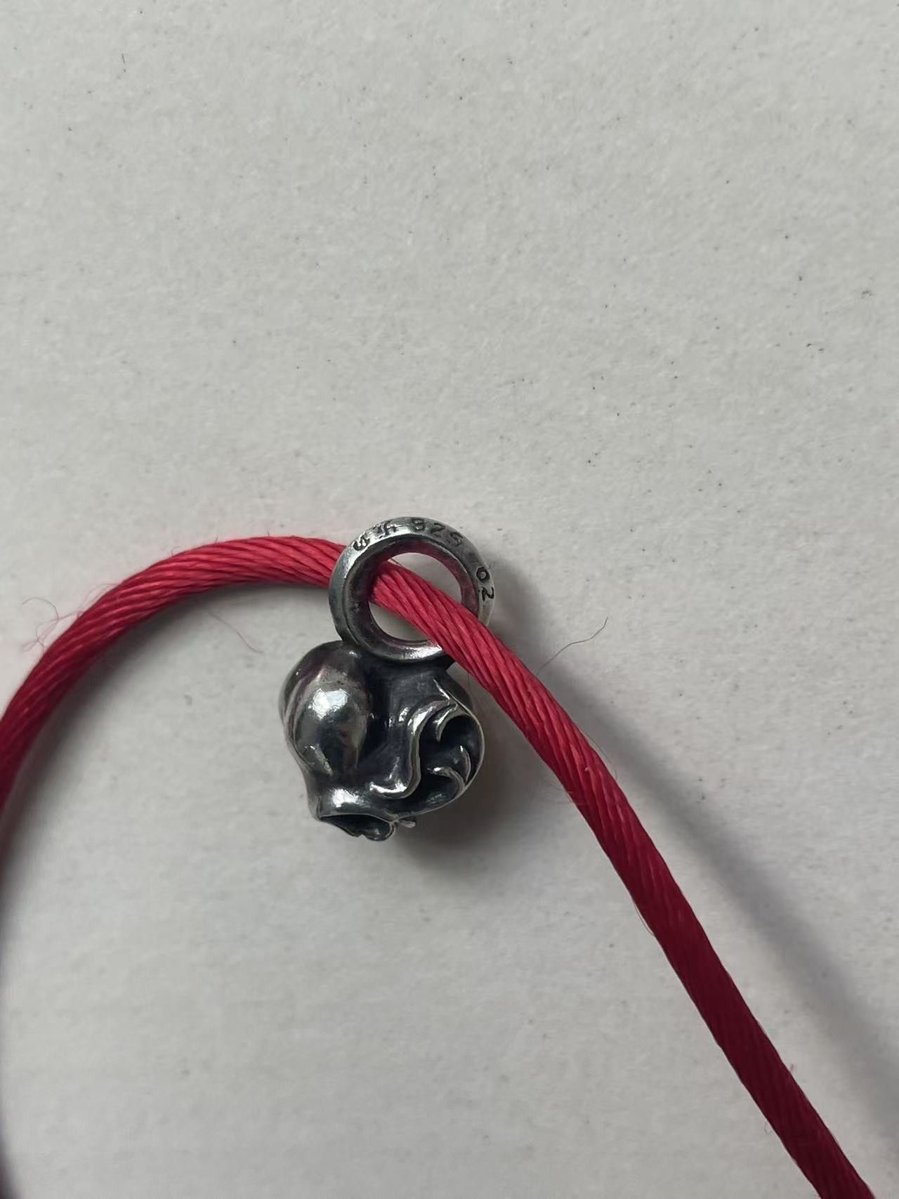 Chrome Hearts Chrome Hearts Silver Heart Vine Pendant Red String Bracelet Size ONE SIZE - 9 Thumbnail