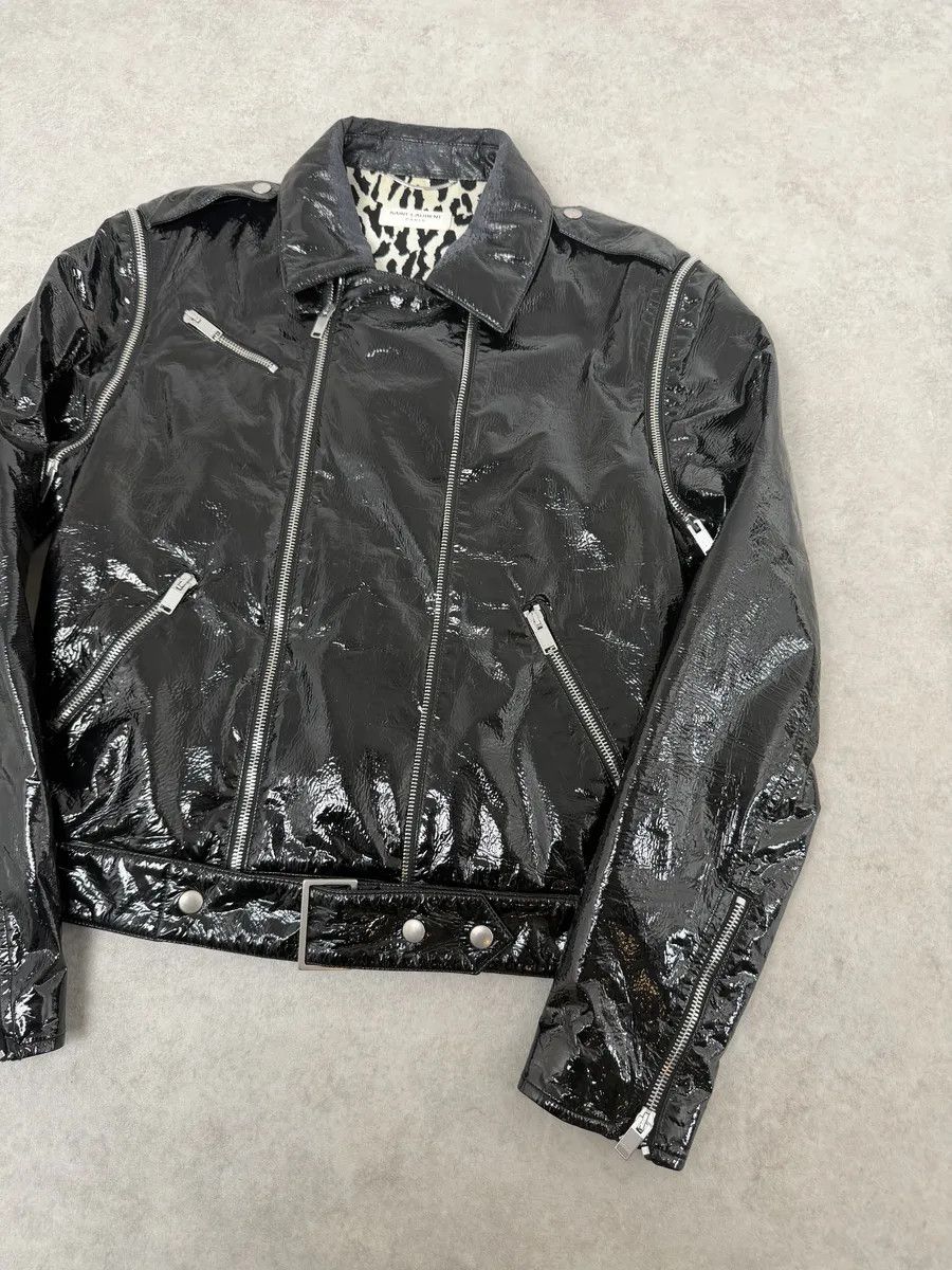 Saint Laurent Paris AW2015 Saint Laurent Black Patent Leather Multi Zip Jacket by Hedi Slimane Size US S / EU 44-46 / 1 - 10 Thumbnail