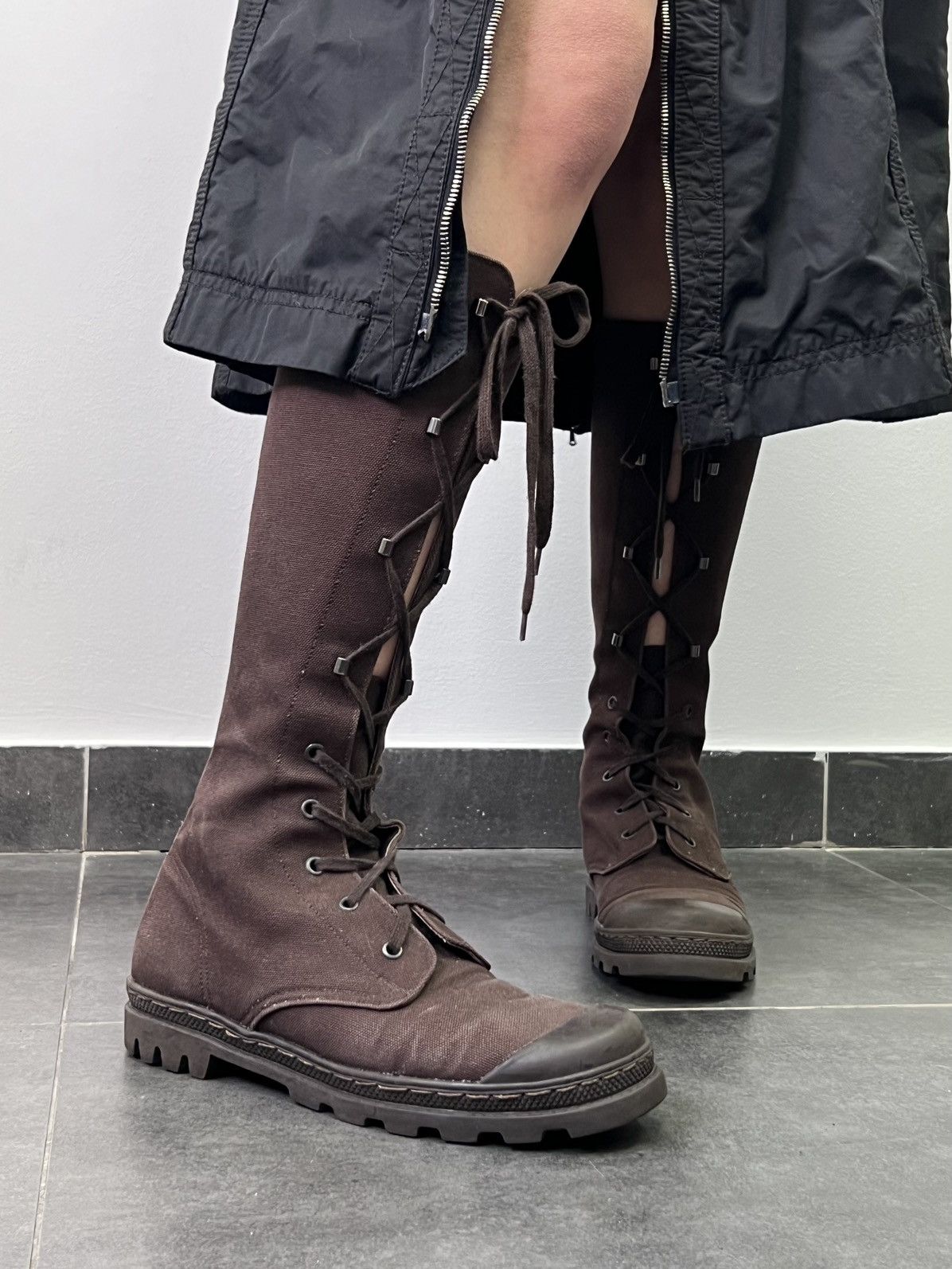 Helmut Lang SS03 Helmut Lang high knee combat boots Size US 9 / IT 39 - 1 Thumbnail