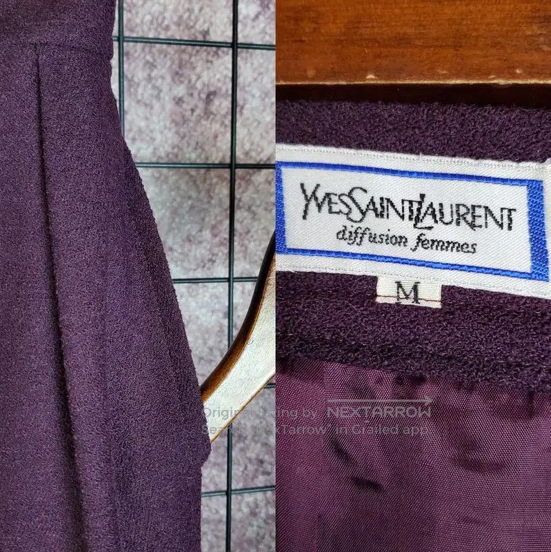 Yves Saint Laurent YSL Deep Purple Wool Midi Skirt for Women . Size 28" / US 6 / IT 42 - 4 Thumbnail