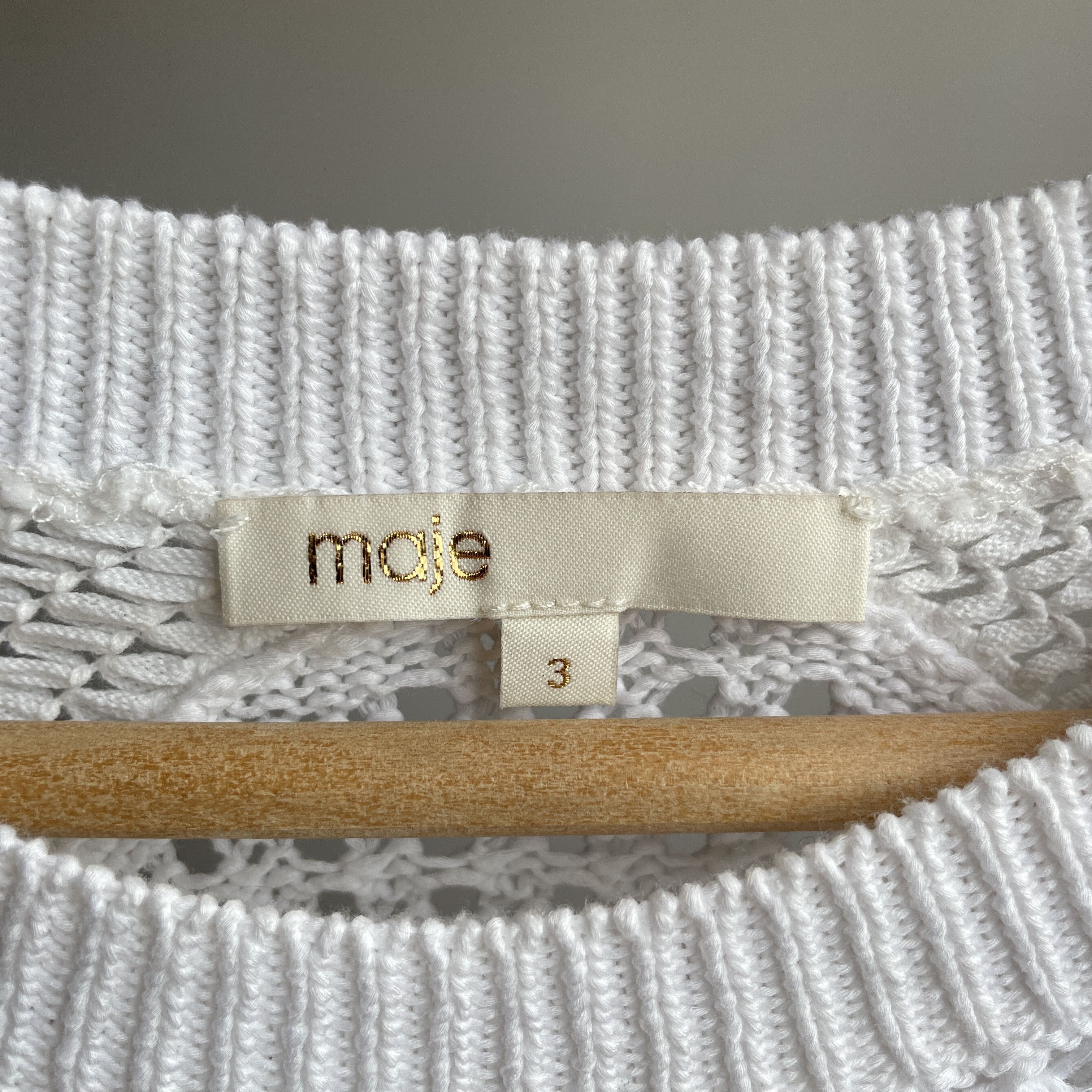 Maje Maje Mazet Crocheted Open Knit Cotton Sweater Size M / US 6-8 / IT 42-44 - 7 Thumbnail