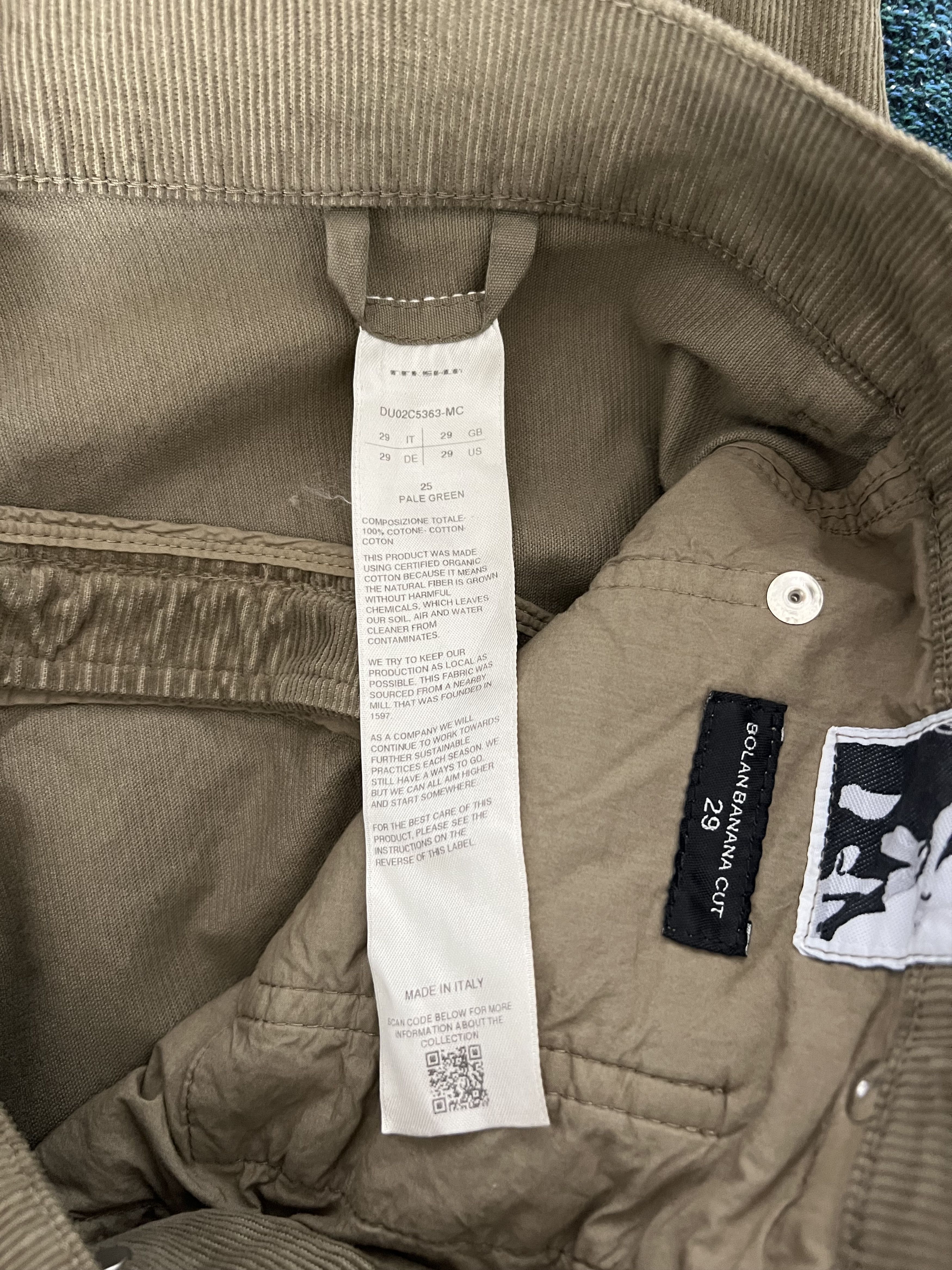 Rick Owens Drkshdw Rick Owens DRKSHDW Corduroy Bolana Banana Pants Size US 29 - 10 Thumbnail