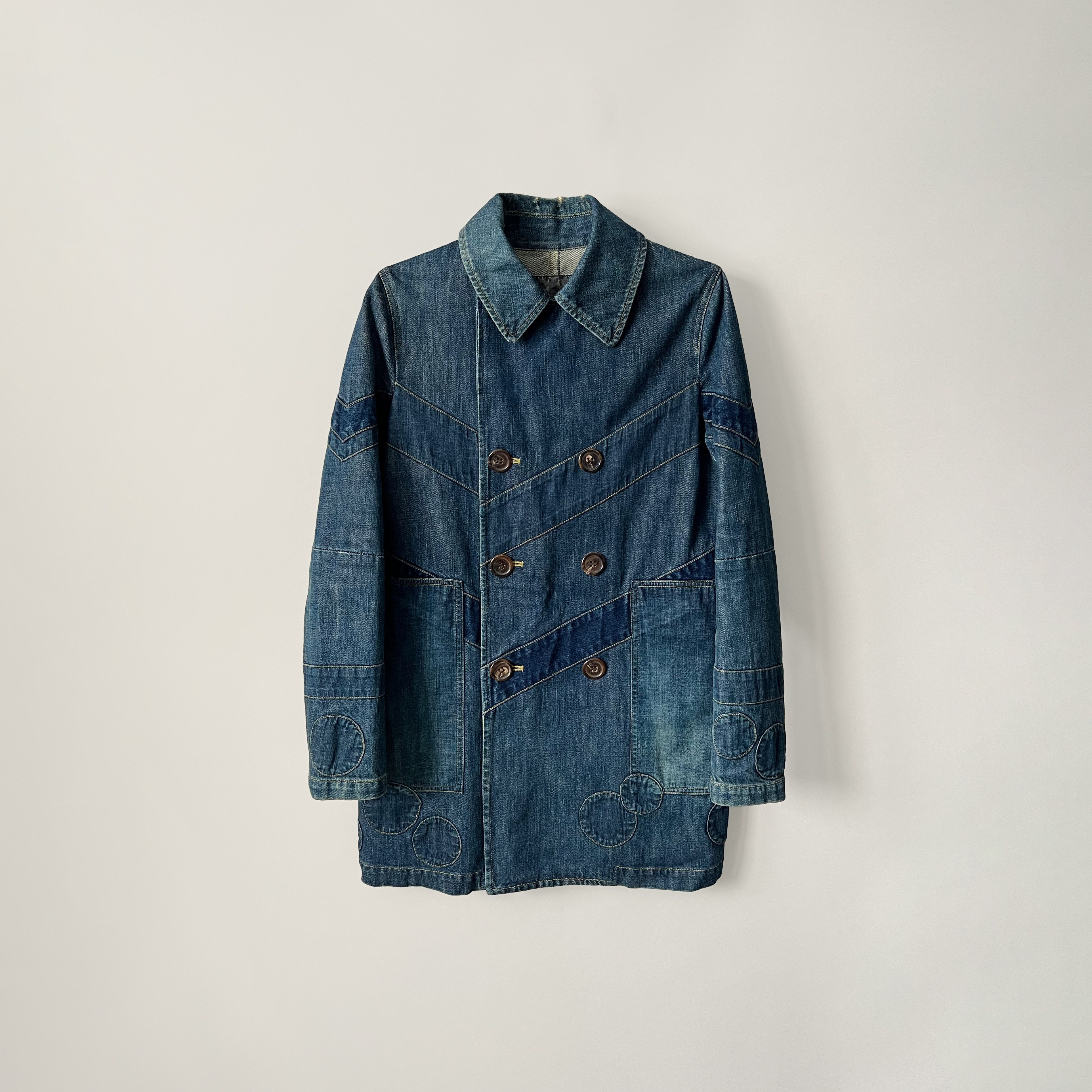 Jun Takahashi AW2001 ‘D.A.V.F.’ Denim Peacoat Size US S / EU 44-46 / 1 - 1 Thumbnail