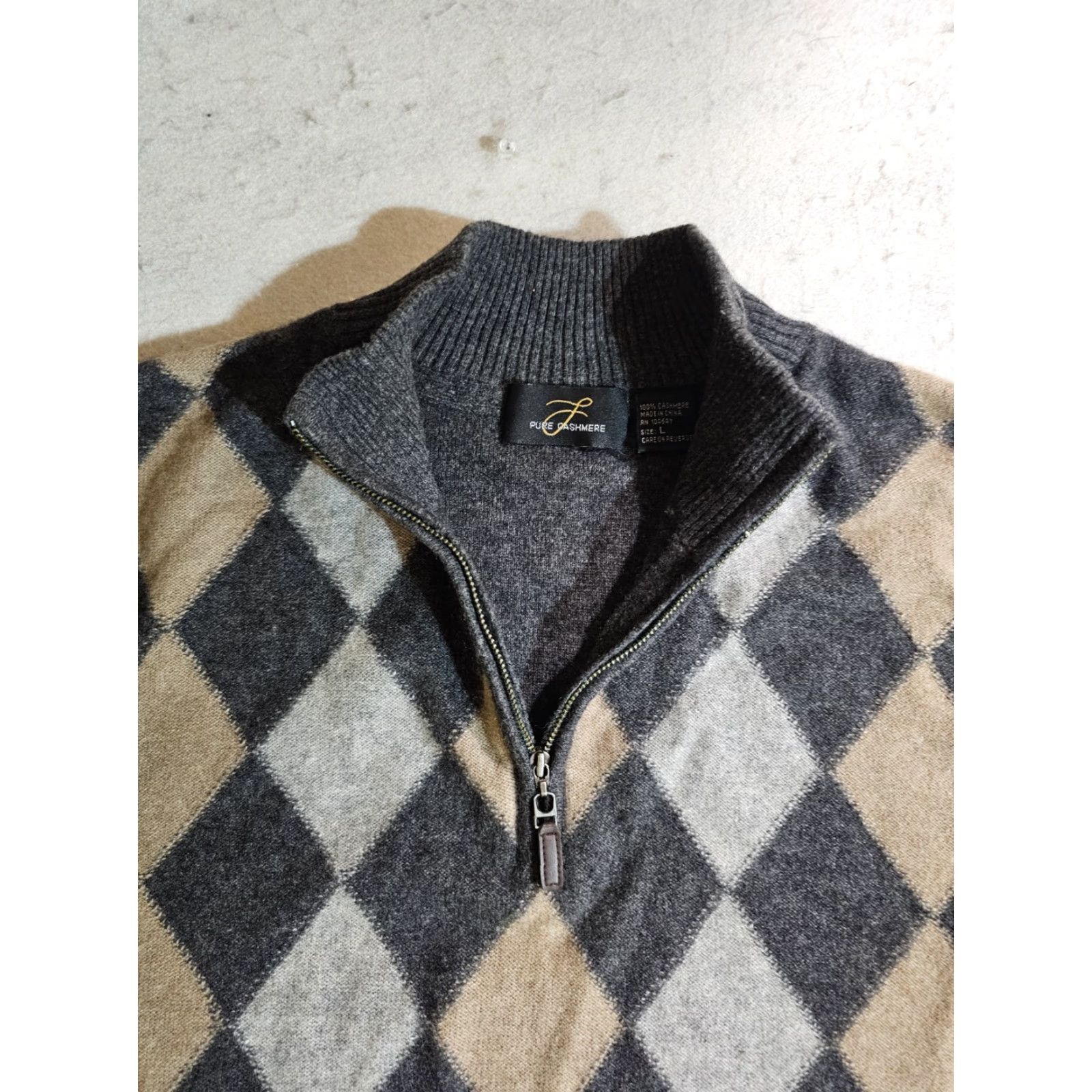 Vintage Pure Cashmere 1/4 Zip Pullover Argyle Sweater Women's Size Large Size L / US 10 / IT 46 - 4 Thumbnail
