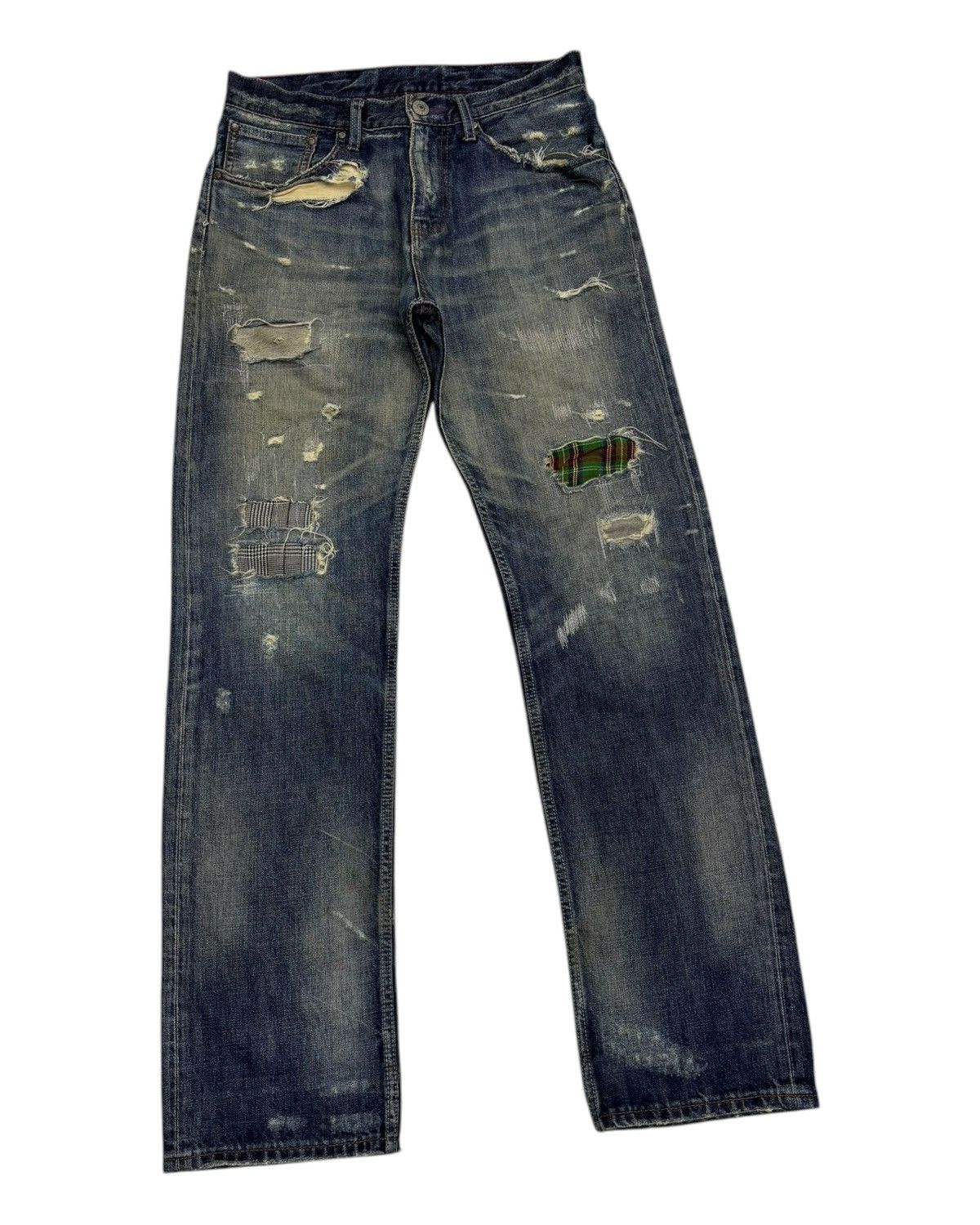 Hysteric Glamour × If Six Was Nine × Le Grande Bleu (L.G.B.) 🔥RARE THRASHED DISTRESSED DENIM TKMIXPICE REPAIR DENIM JEAN Size US 30 / EU 46 - 4 Thumbnail