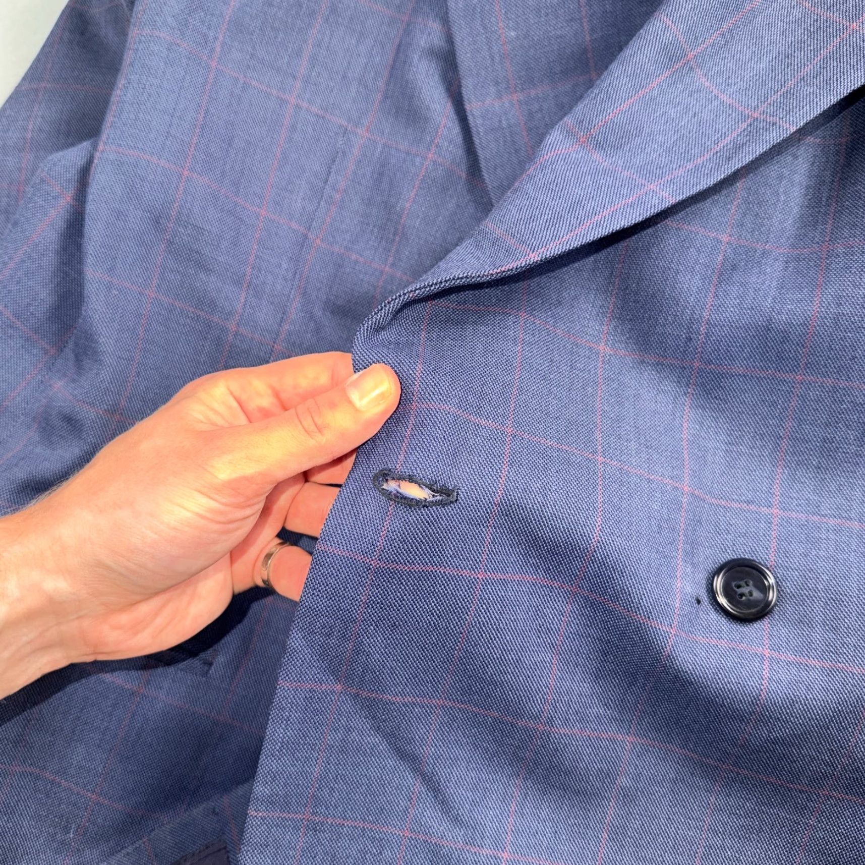 Doublet VINTAGE Rockingham Wool Suit Jacket - 60s Pinstripe Double Breasted Navy Blue 42 Regular Size Men’s 1960s Size 42R - 6 Thumbnail