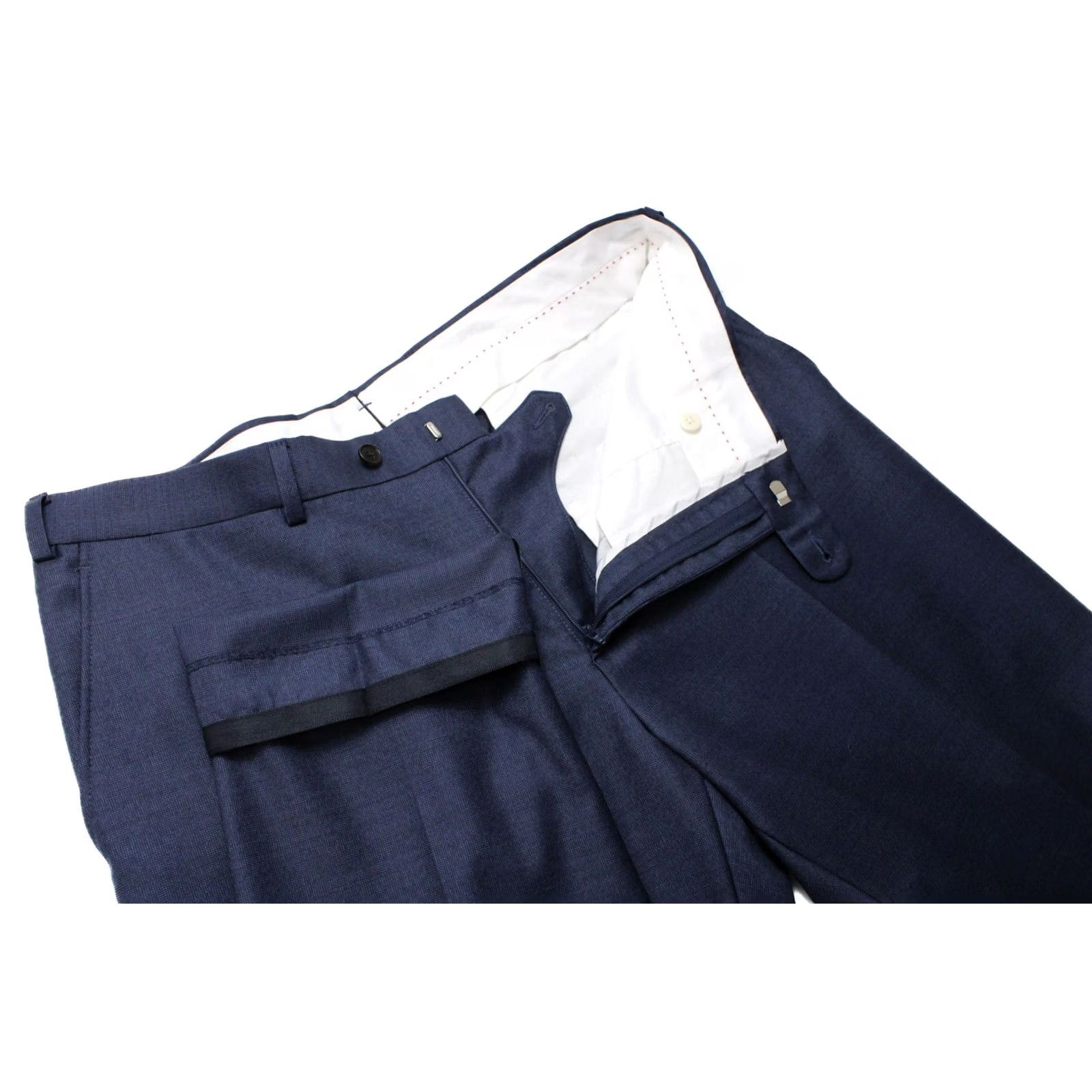Suitsupply Suitsupply Sienna Trousers Patterned Wool Pleated Tapered Fit Men's UK 42S / W37 Blue Dress Pants Size US 42 / EU 58 - 4 Thumbnail