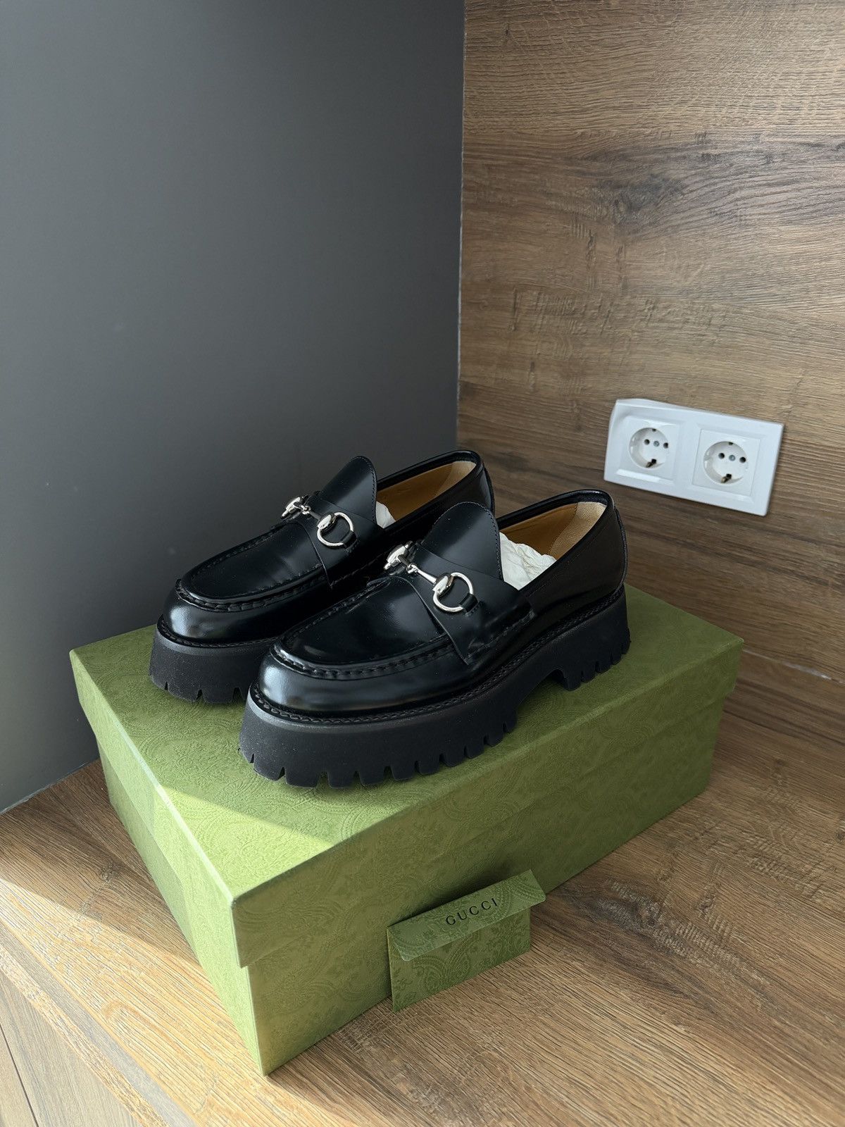 Gucci Gucci “Sylke” Horsebit Leather Loafers with Chunky Platform Size US 7 / IT 37 - 1 Thumbnail