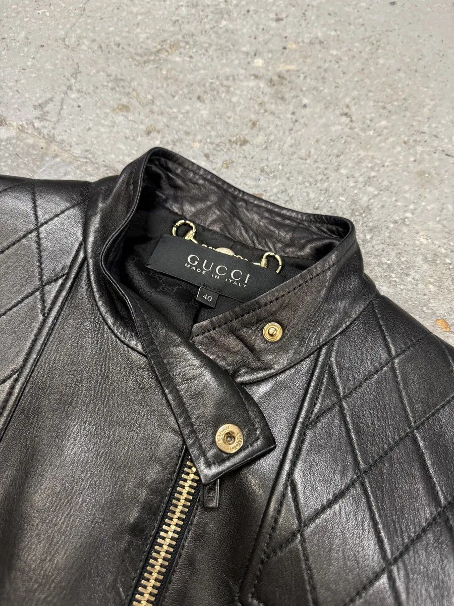 Gucci 2000s Gucci Asymmetrical Black Leather Jacket Size S / US 4 / IT 40 - 7 Thumbnail
