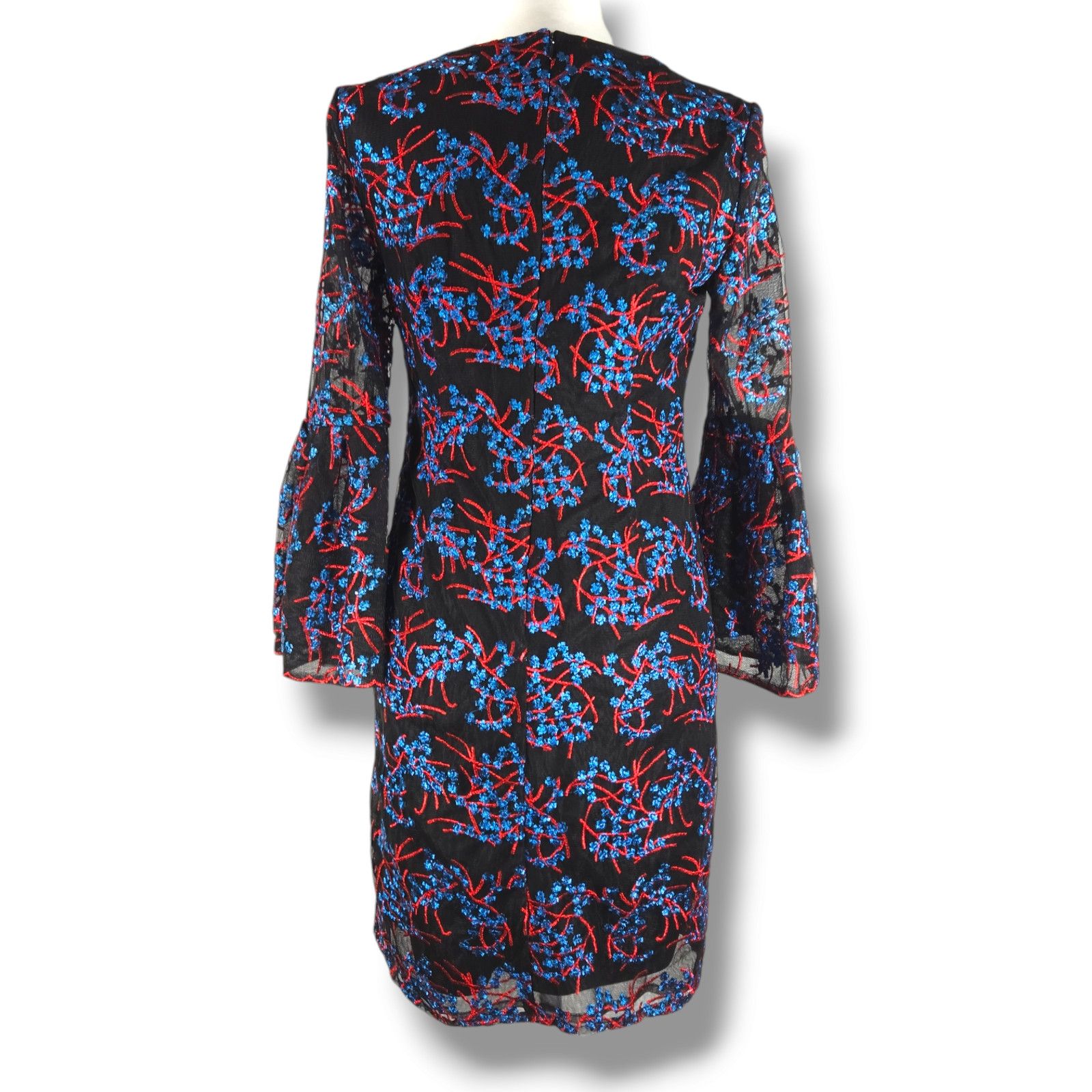 Nicole Miller EUC Nicole Miller Embroidered Dress Sz. 4 Black Blue Red Size S / US 4 / IT 40 - 3 Thumbnail