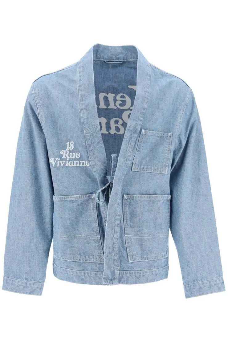 image of Kenzo O1S22I1N0324 Denim Jackets In Light Blue, Men's (Size Medium)
