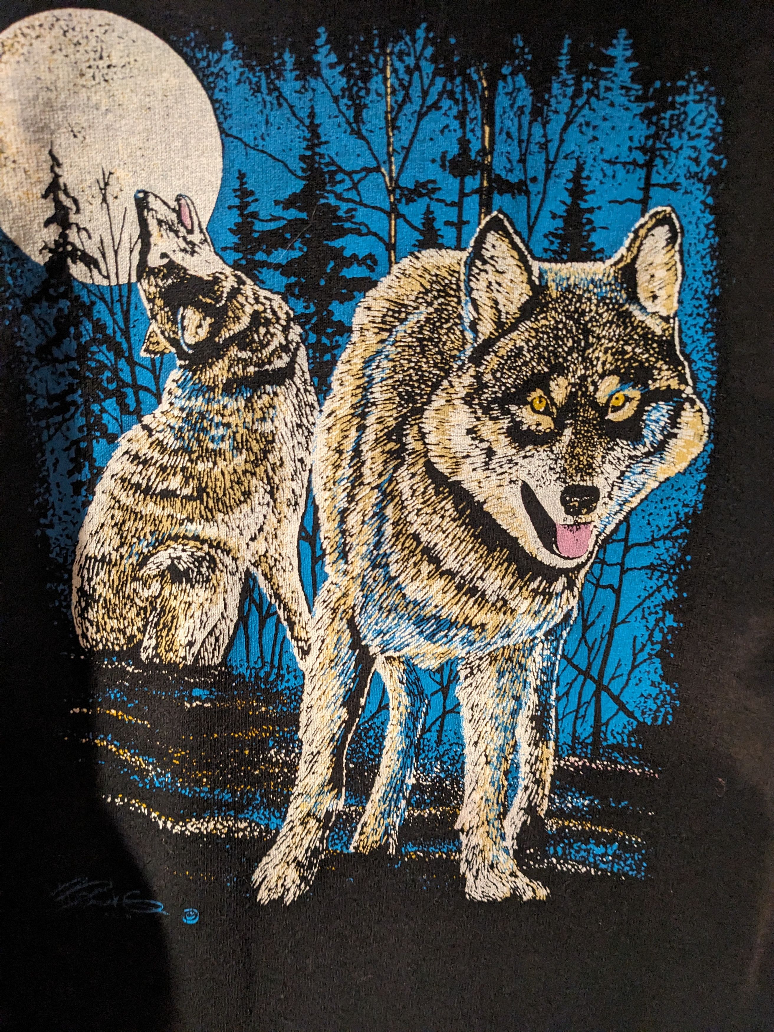 Vintage Vintage 90s Wolf Animal Nature Black X-Large Sweatshirt Size US XL / EU 56 / 4 - 2 Thumbnail