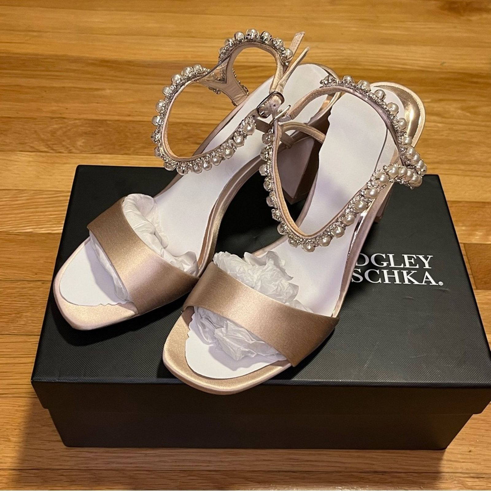 Badgley Mischka Badgley Mischka Korina Satin Heeled Sandals - Size 9 Size US 9 / IT 39 - 1 Thumbnail