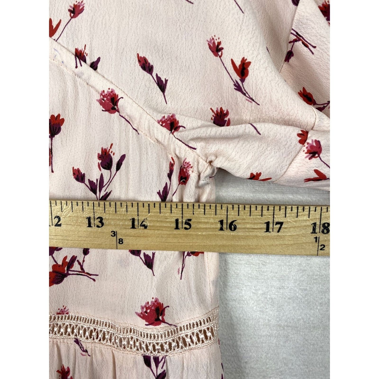 Topshop VINTAGE NOT APPLICABLE Topshop Dress Womens 8 Pink Floral 3/4 Sleeve Maxi High Low Viscose Ruched Shirts? Size M / US 6-8 / IT 42-44 - 6 Thumbnail