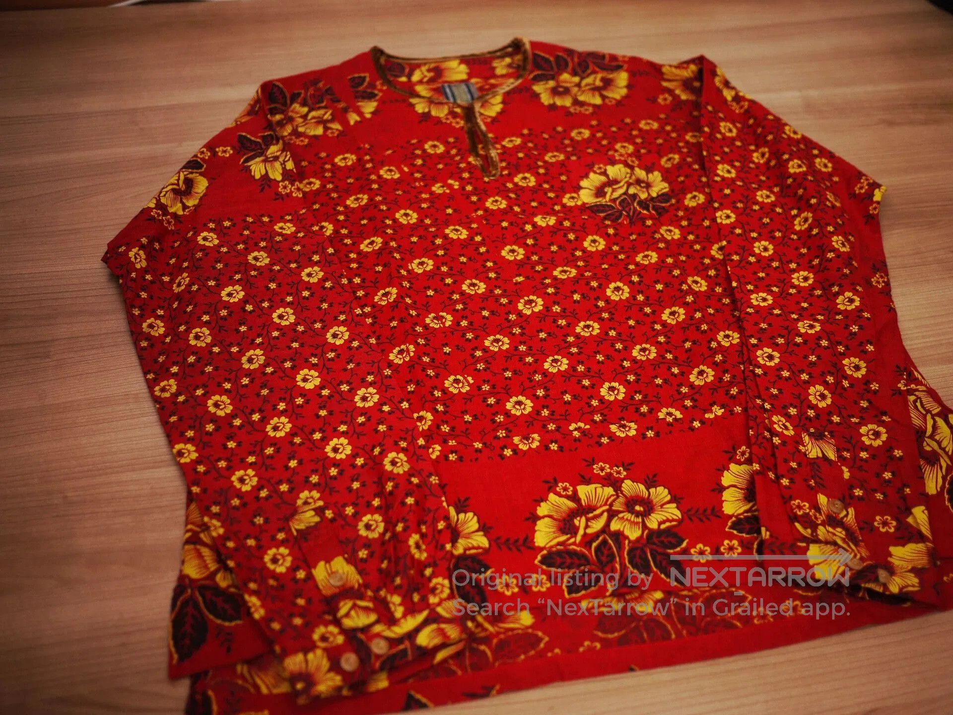 Visvim Red Floral Print Long-Sleeve Shirt. Size US XL / EU 56 / 4 - 2 Thumbnail