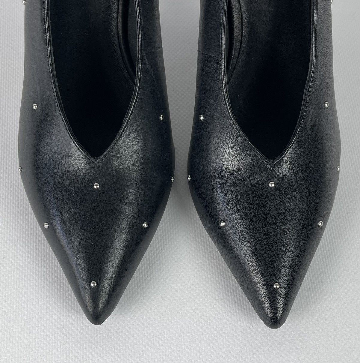 Designer ALLSAINTS Adrianna Court Shoes Platform Heels Leather Black Size US 7 / IT 37 - 4 Thumbnail