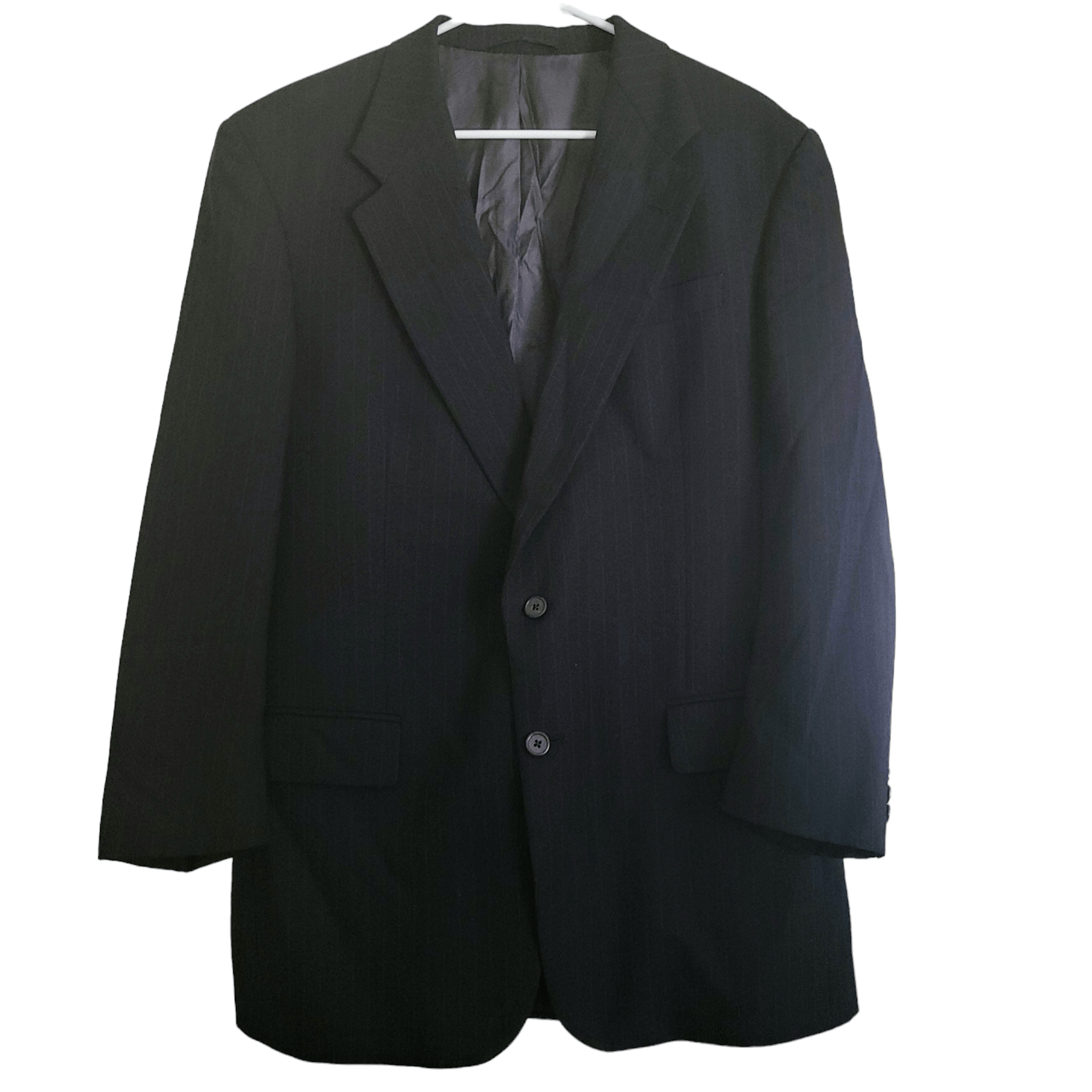 Burberry Burberrys Professional Business Black Pinstripe Wool Suit Size 44R - 12 Thumbnail