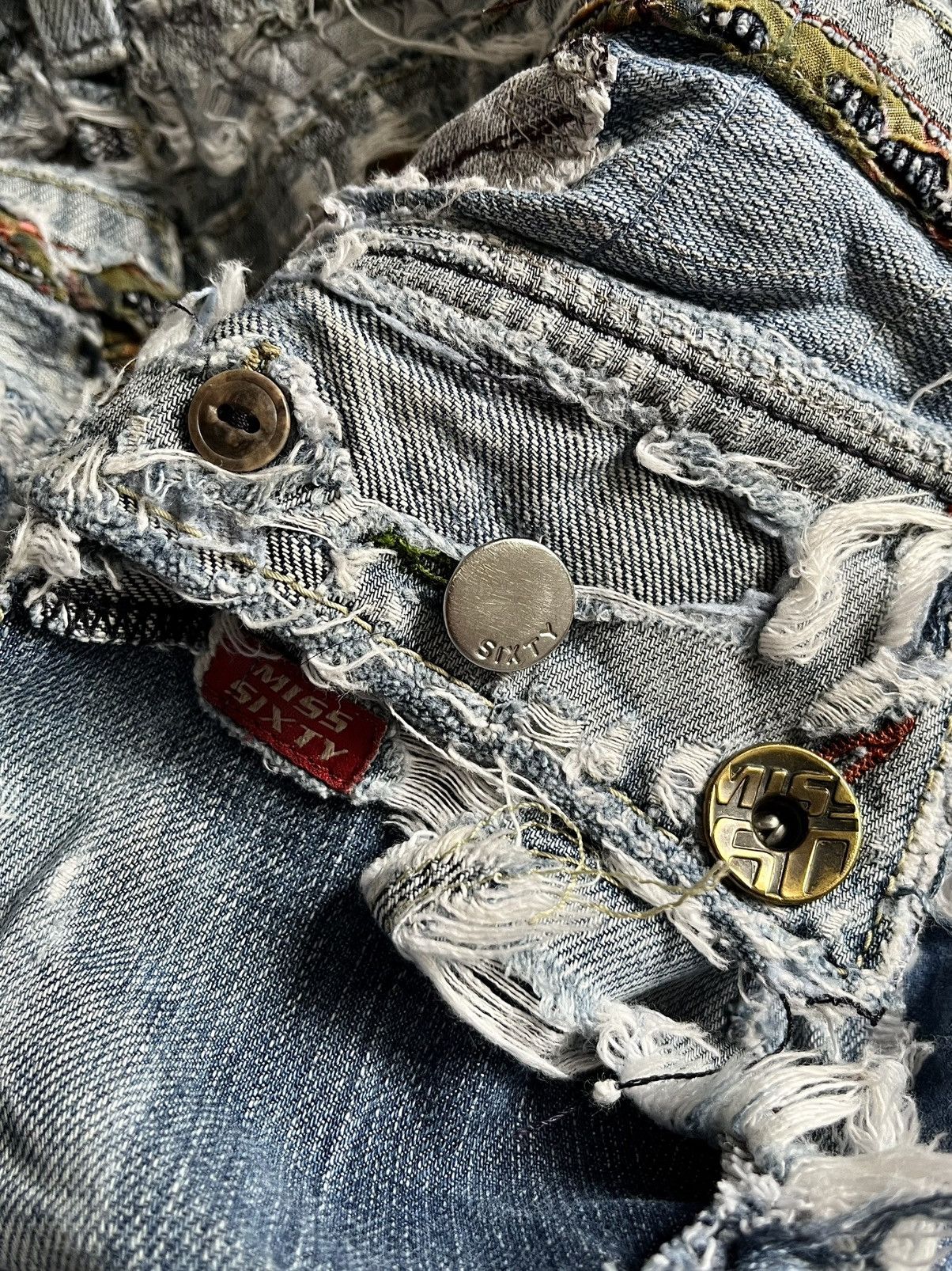 Vintage Archive Miss Sixty Distressed Flare Denim Jeans Size US 30 / EU 46 - 13 Thumbnail