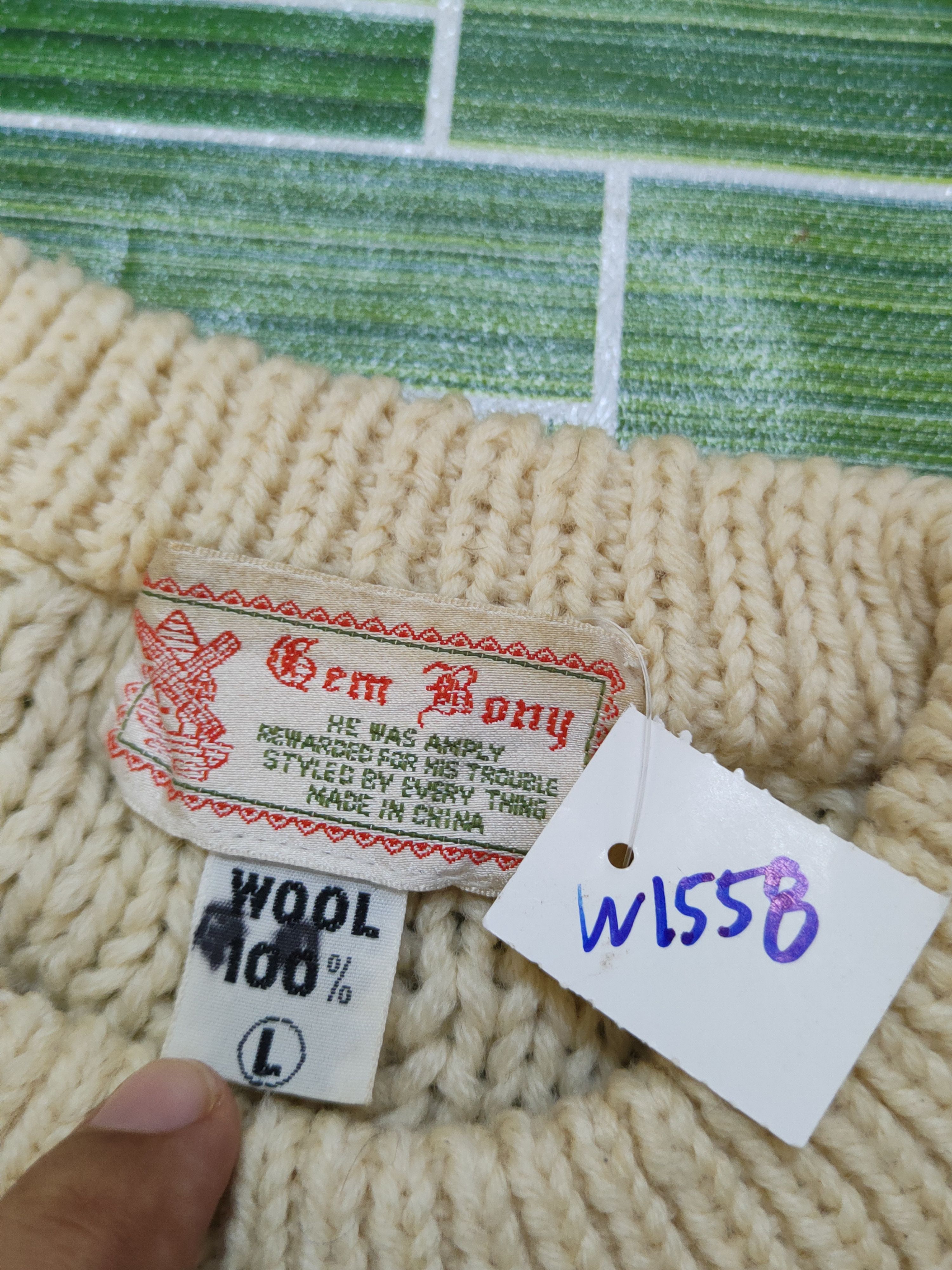 Vintage Gem Bony wool cable Knitwear Sweaters sweatshirt #W1558 Size US L / EU 52-54 / 3 - 13 Thumbnail