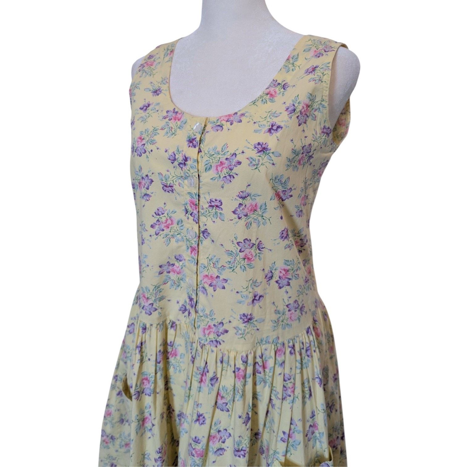 Other Vintage Komil Hawaii Cottagecore Island Yellow Floral Dress Size S / US 4 / IT 40 - 2 Thumbnail