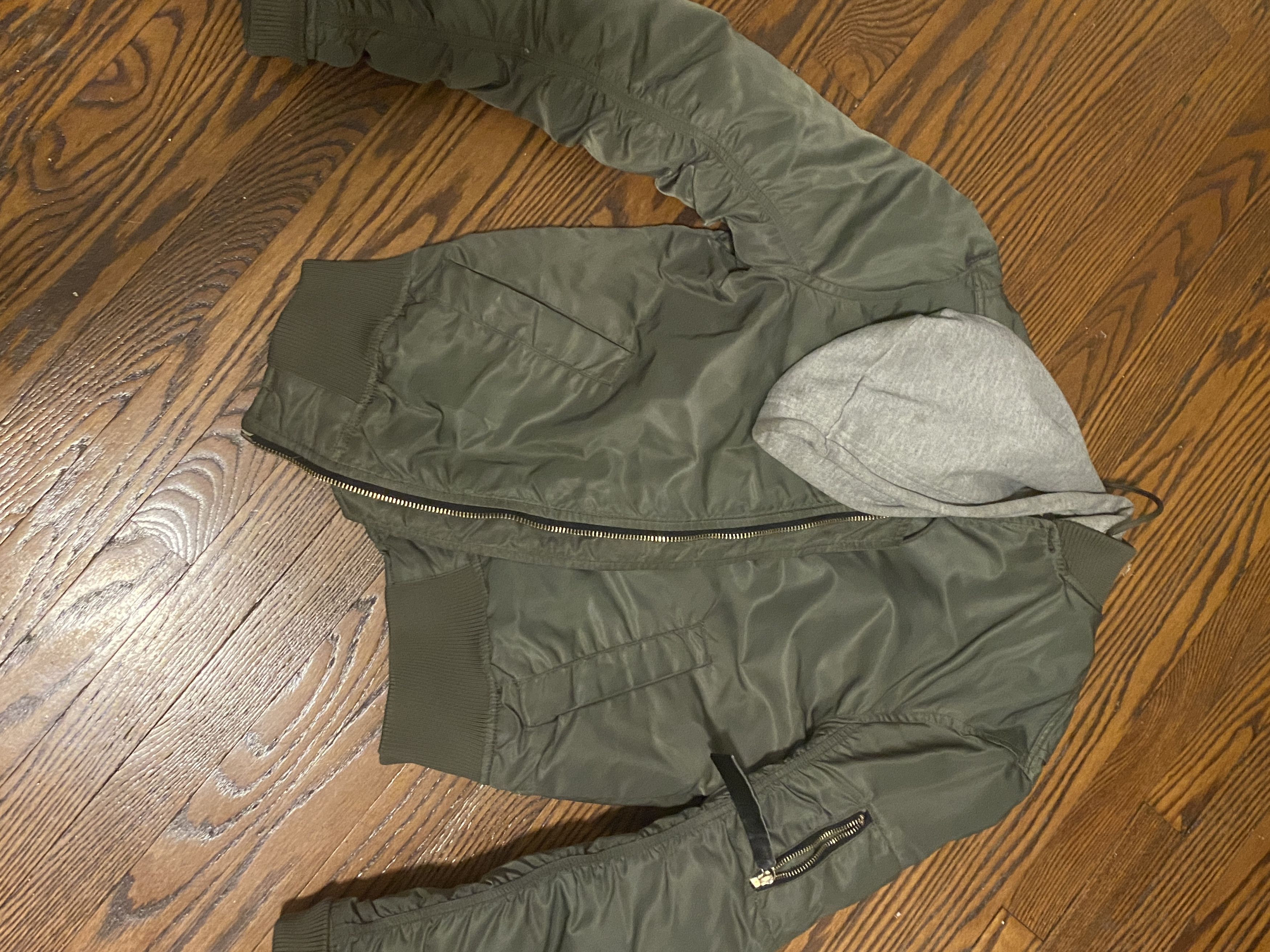 Other green bomber jacket with gray hood Size US S / EU 44-46 / 1 - 2 Thumbnail